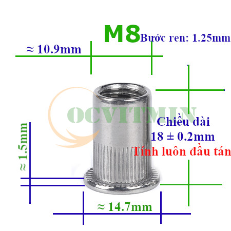 RM# - Tán rút M3 M4 M5 M6 M8 M10 Ecu Rút Inox 304 Đai Ốc Rút Tùy Chọn