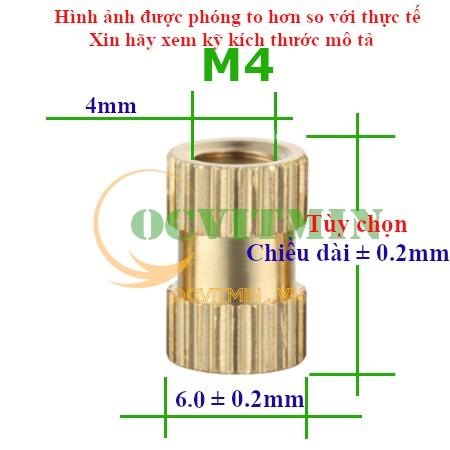 Đai Ốc Đồng M4 Tán Bằng Đồng Ecu Cấy