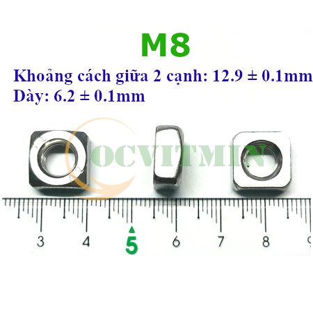Tán Vuông M3M4M5M6M8M10 Đai Ốc Vuông Ecu Vuông Inox 304