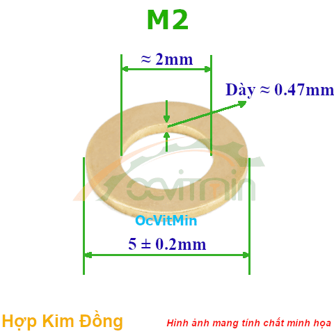 Vòng Đệm Phẳng M2 Đồng - Vong Dem Long Den Phang