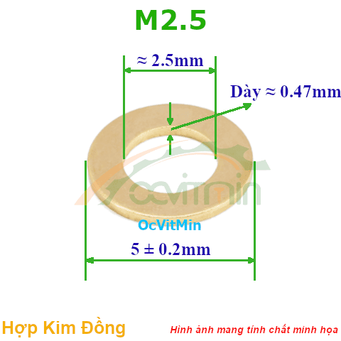 Vòng Đệm Phẳng M2.5 Đồng - Vong Dem Long Den Phang