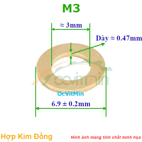 Vòng Đệm Phẳng M3 Đồng - Vong Dem Long Den Phang