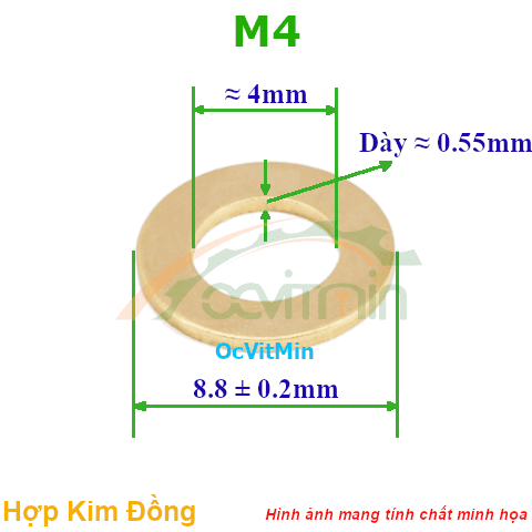 Vòng Đệm Phẳng M4 Đồng - Vong Dem Long Den Phang