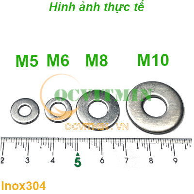 Vòng Đệm Phẳng M1.6 M2 M2.5 M3 M4 M5 M6 M8 M10 Long Đen Inox 304