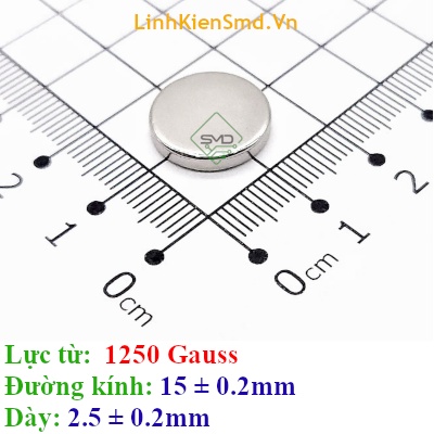 Nam Châm Đất Hiếm Tròn Lực Hút 1000 đến 1500 Gauss