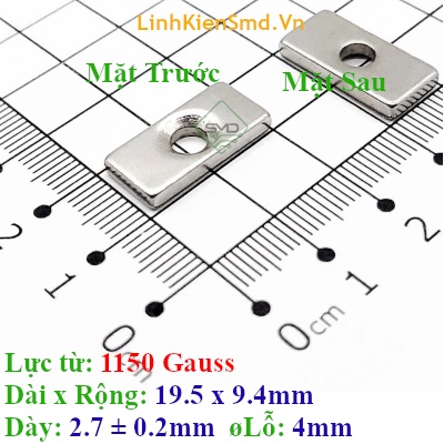 Nam Châm Đất Hiếm Hình Chữ Nhật Có Lỗ Lực Hút 1150 Gauss