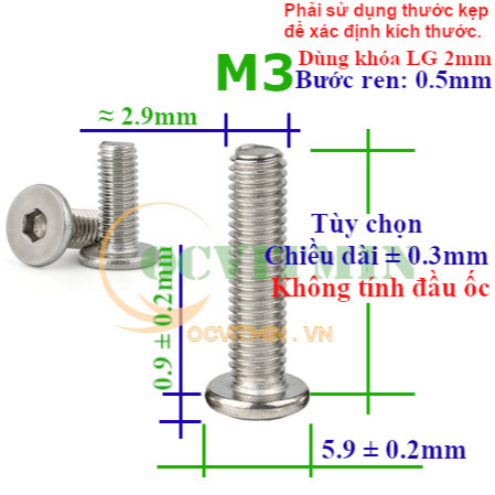 Ốc Lục Giác Dẹp Mỏng M3 Inox 304