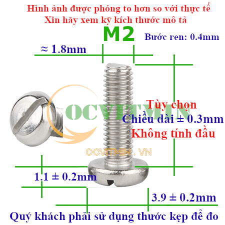 Ốc Đầu Tròn Xẻ Rãnh M2 M2.5 Inox 304
