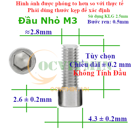 Ốc Lục Giác Đầu Trụ Nhỏ M3 Inox 304