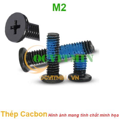 Ốc Bake Mỏng Đầu Nhỏ Có Keo Xanh M2 Thép Cacbon