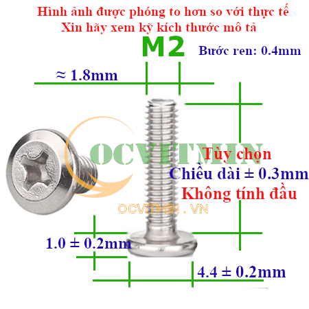Ốc Bake Đầu Dẹp Vát Cạnh M2 M2.5 Inox 304