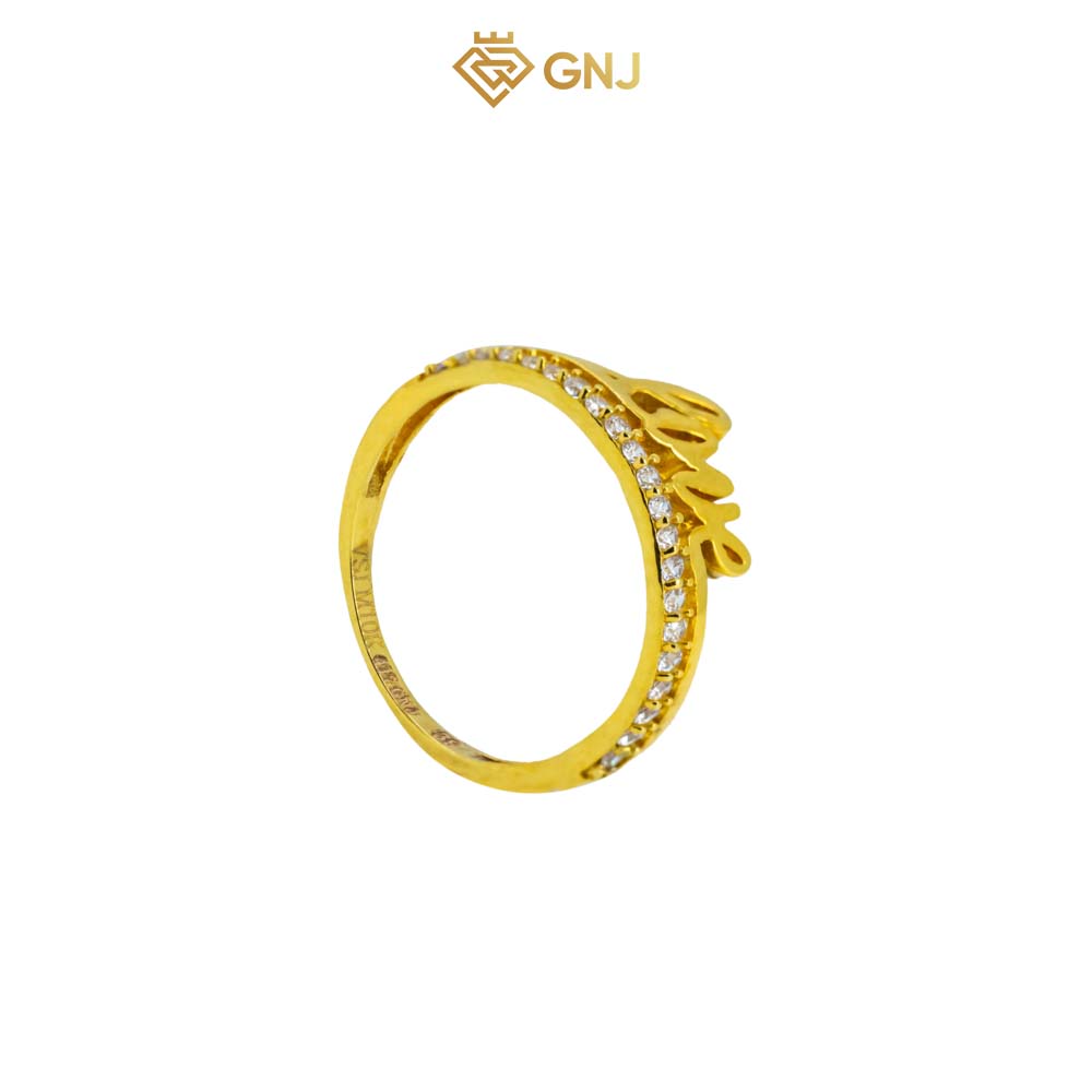 Nhẫn nữ vàng 10k hình chữ love đính đá trắng