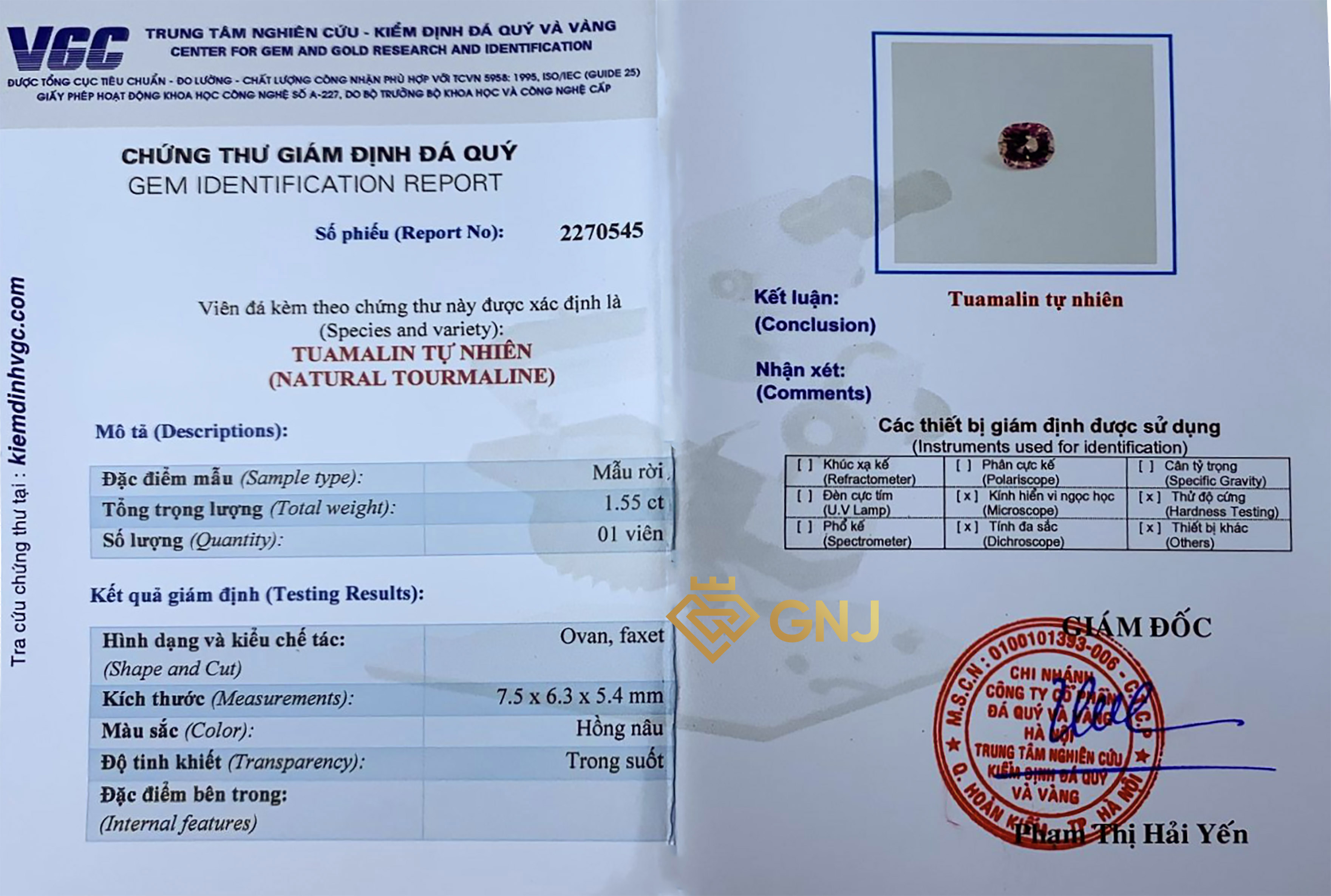 Viên đá Tourmaline màu hồng nâu Tài Lộc