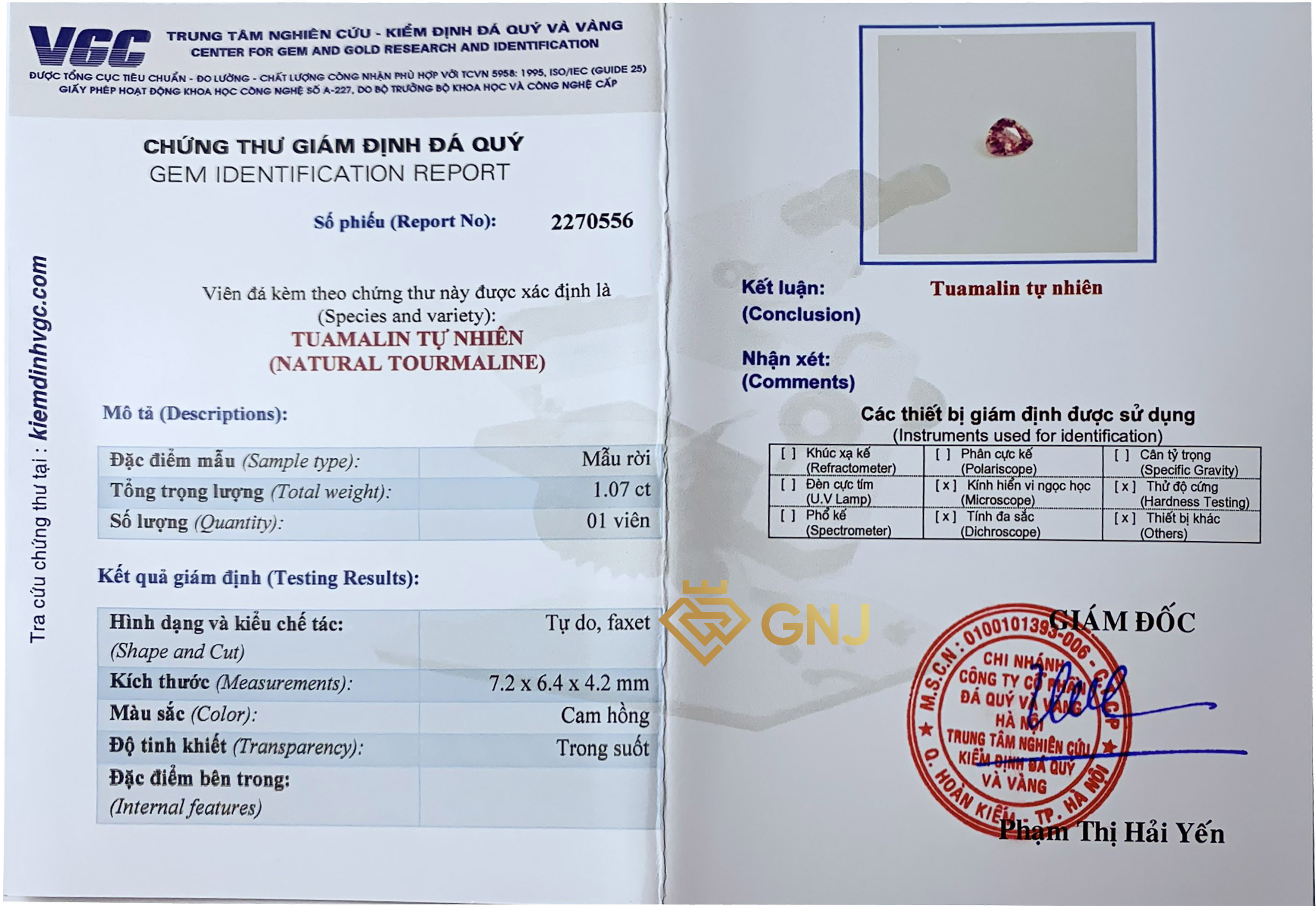 Đá tourmaline cam hồng