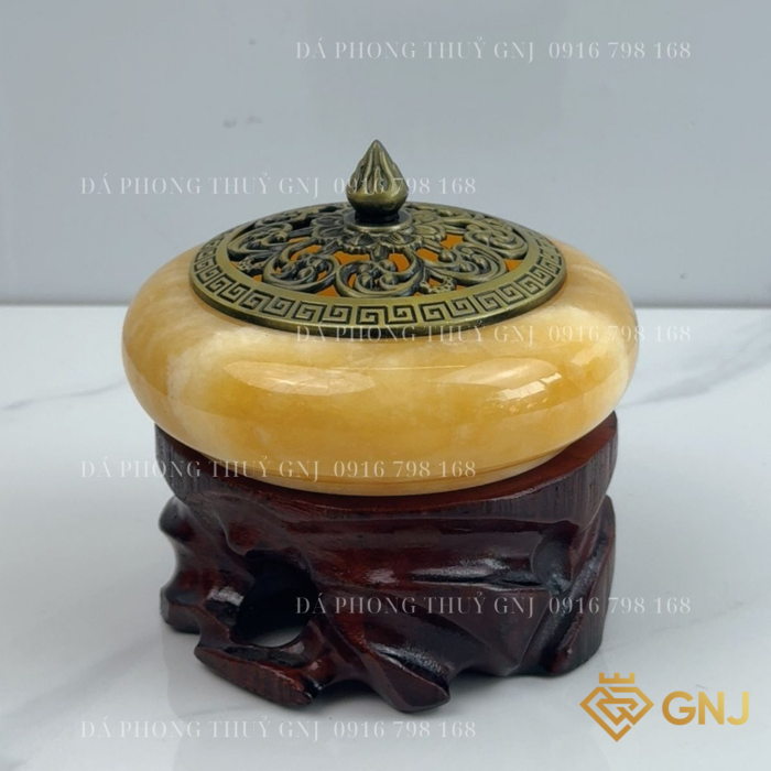 Lư Xông Trầm Hương Bằng Đá Ngọc Hoàng Long