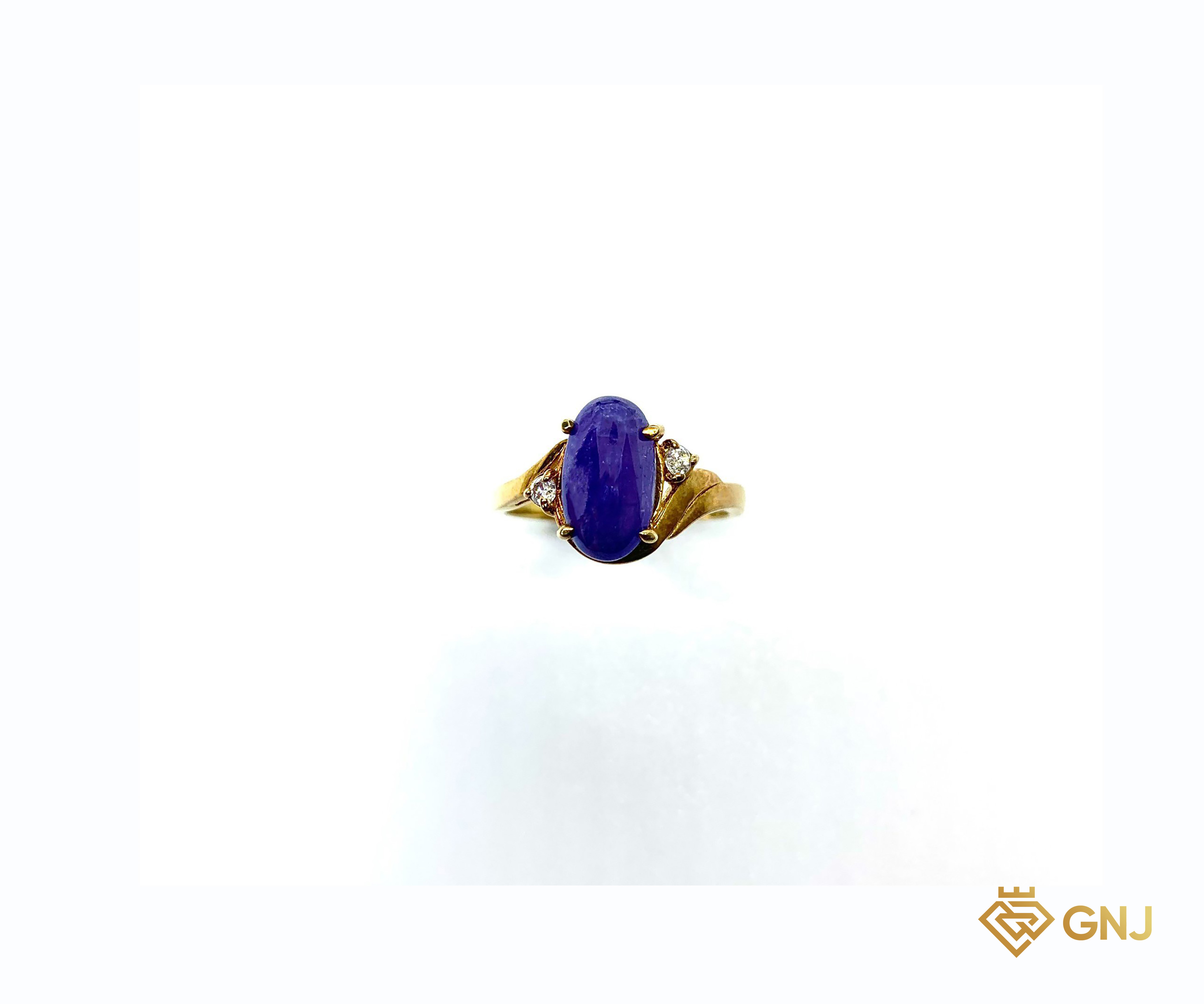 Nhẫn Sapphire Xanh Thiên Nhiên Bạc 925 — mặt bên