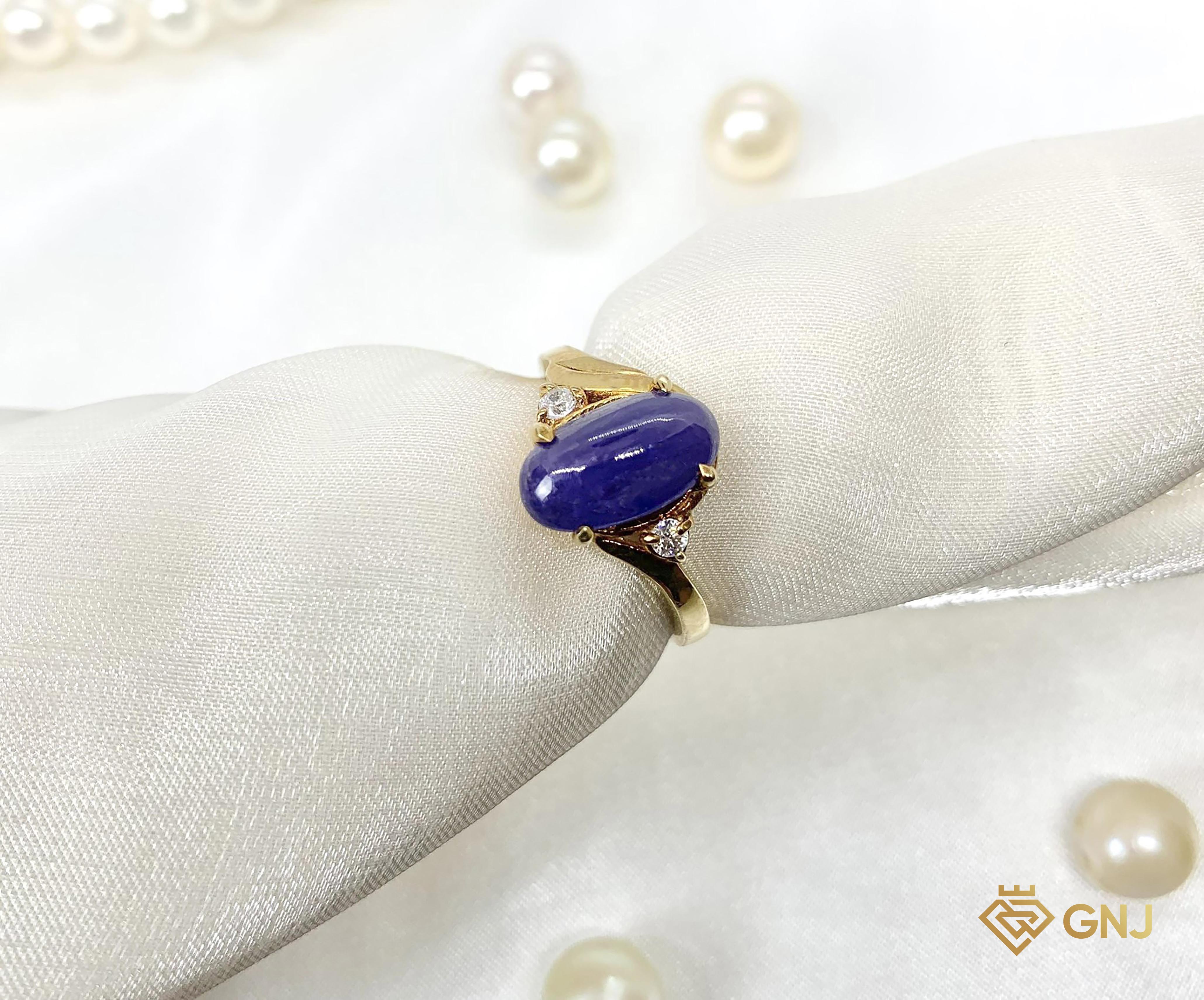 Nhẫn Sapphire Xanh Thiên Nhiên Bạc 925 — mặt trước, đá quý tự nhiên có kiểm định GNJ