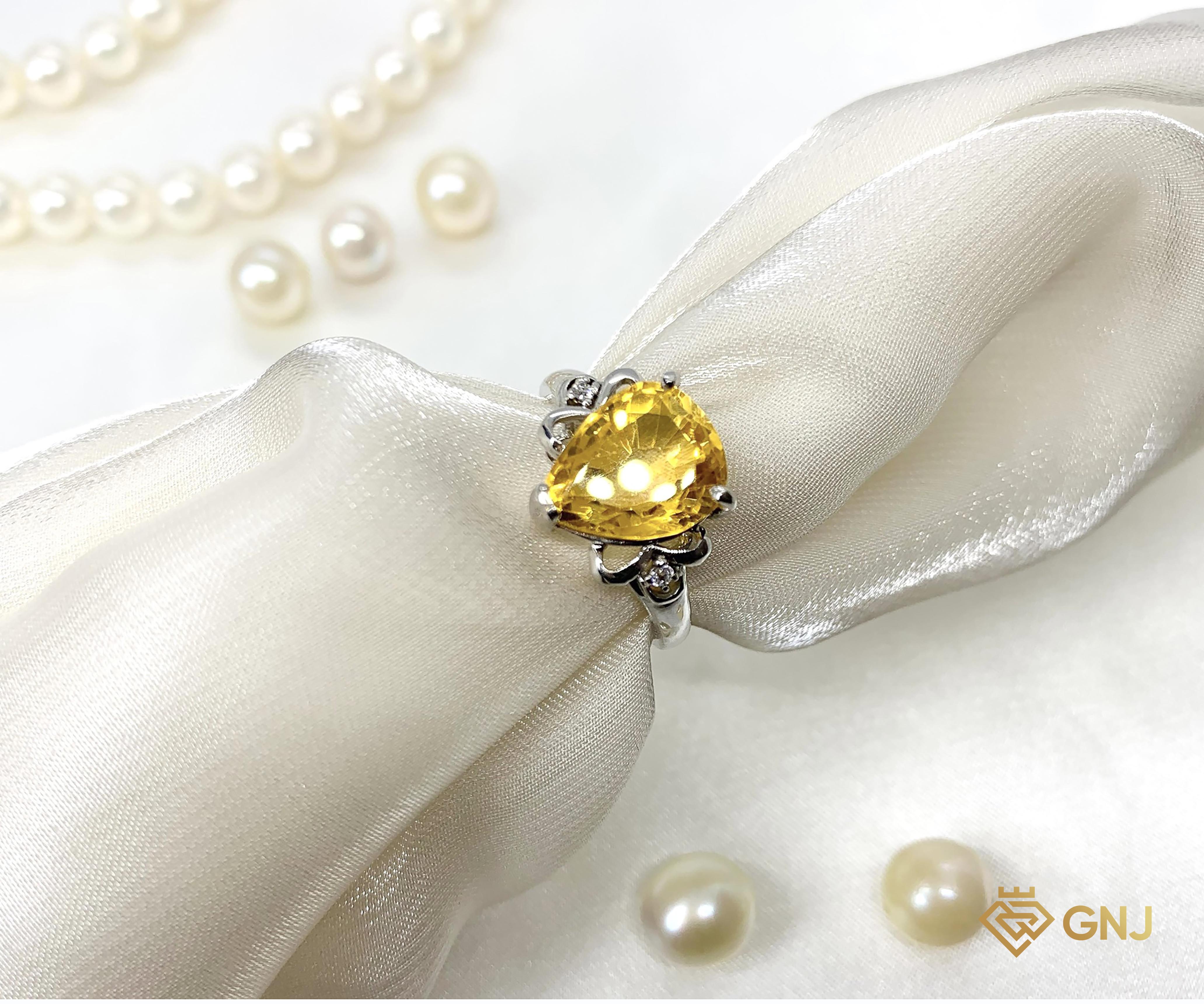 Nhẫn bạc nữ cao cấp đính đá Citrine
