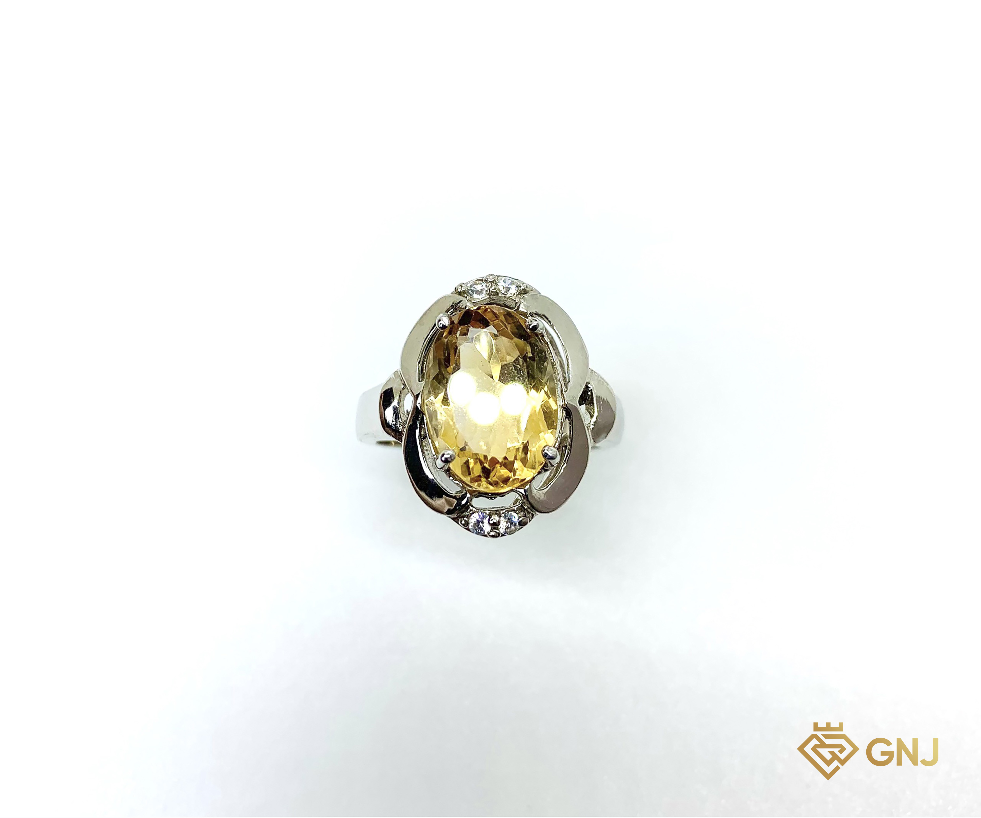 Nhẫn bạc cao cấp đính đá Citrine dành cho nữ