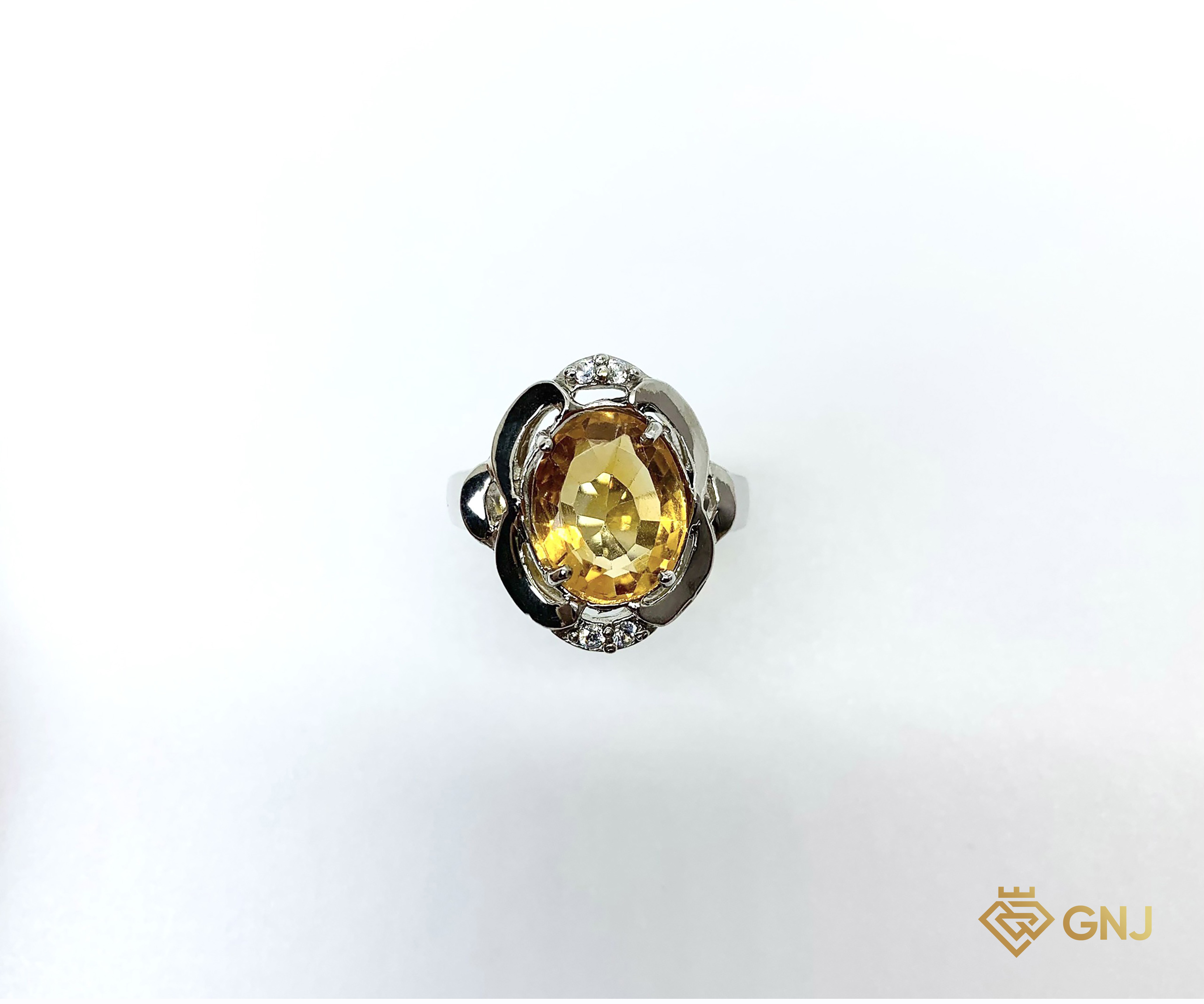 Nhẫn bạc cao cấp đính đá Citrine dành cho nữ