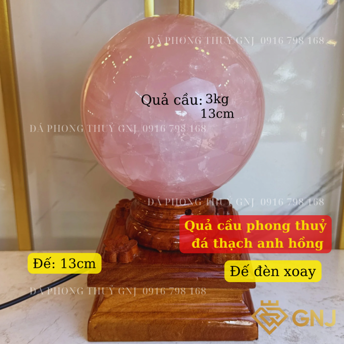 Quả Bi Cầu Đá Thạch Anh Hồng Tự Nhiên — chi tiết đá