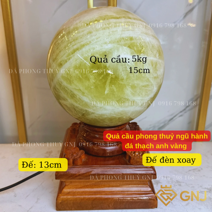 Quả Bi Cầu Đá Thạch Anh Vàng Tự Nhiên — chi tiết đá