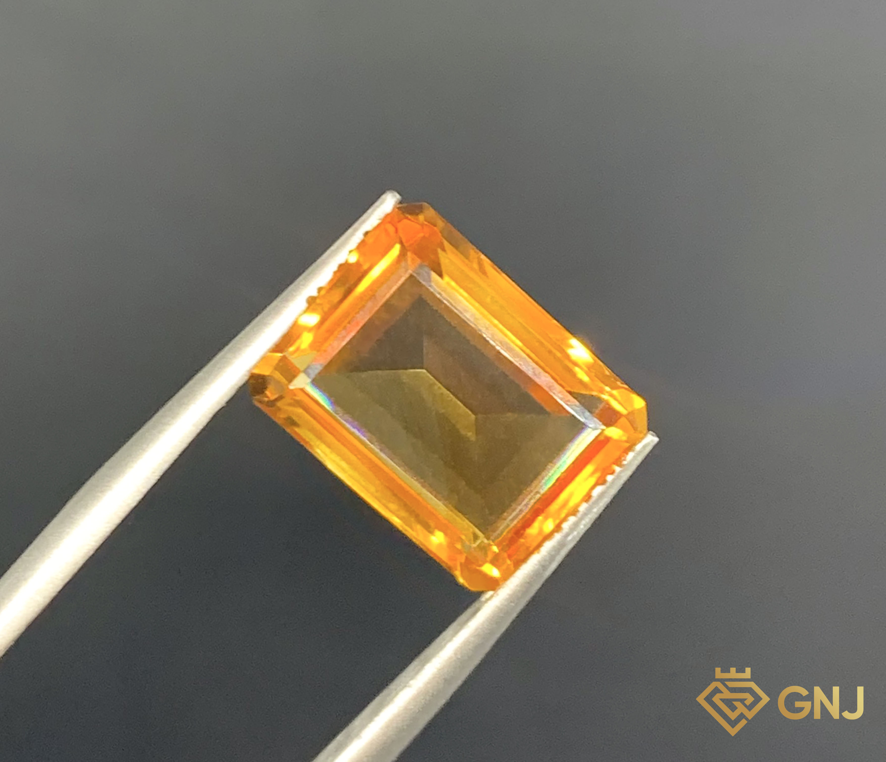 Citrine Tự Nhiên Vàng 5.6ct - Facet — mặt trước, đá quý tự nhiên có kiểm định GNJ