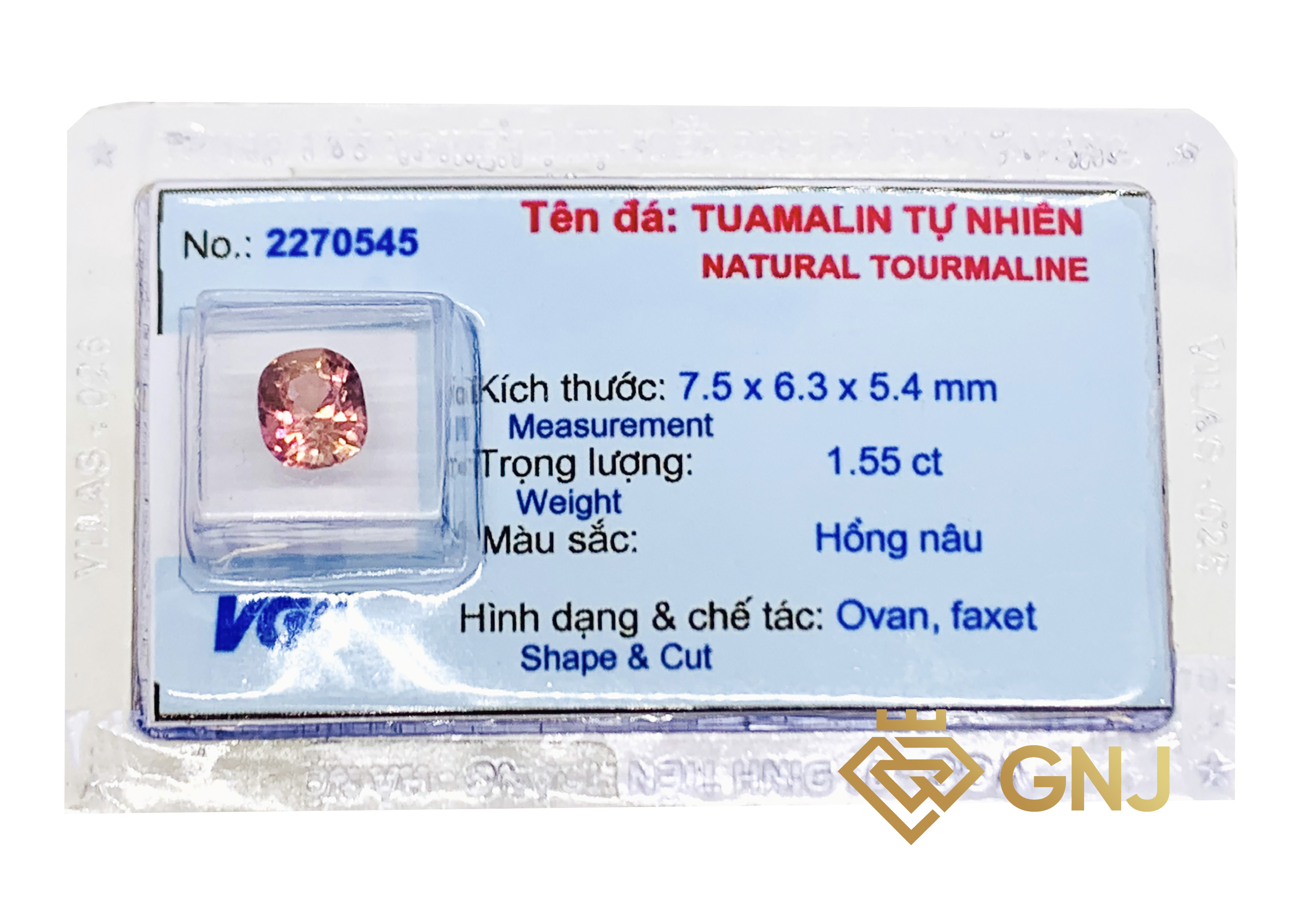 Viên đá Tourmaline màu hồng nâu Tài Lộc
