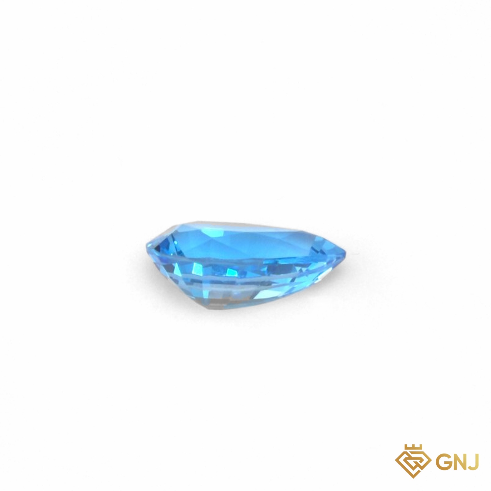 Đá Topaz xanh tự nhiên 12,4ct — góc nghiêng thấy độ sâu và giác cắt