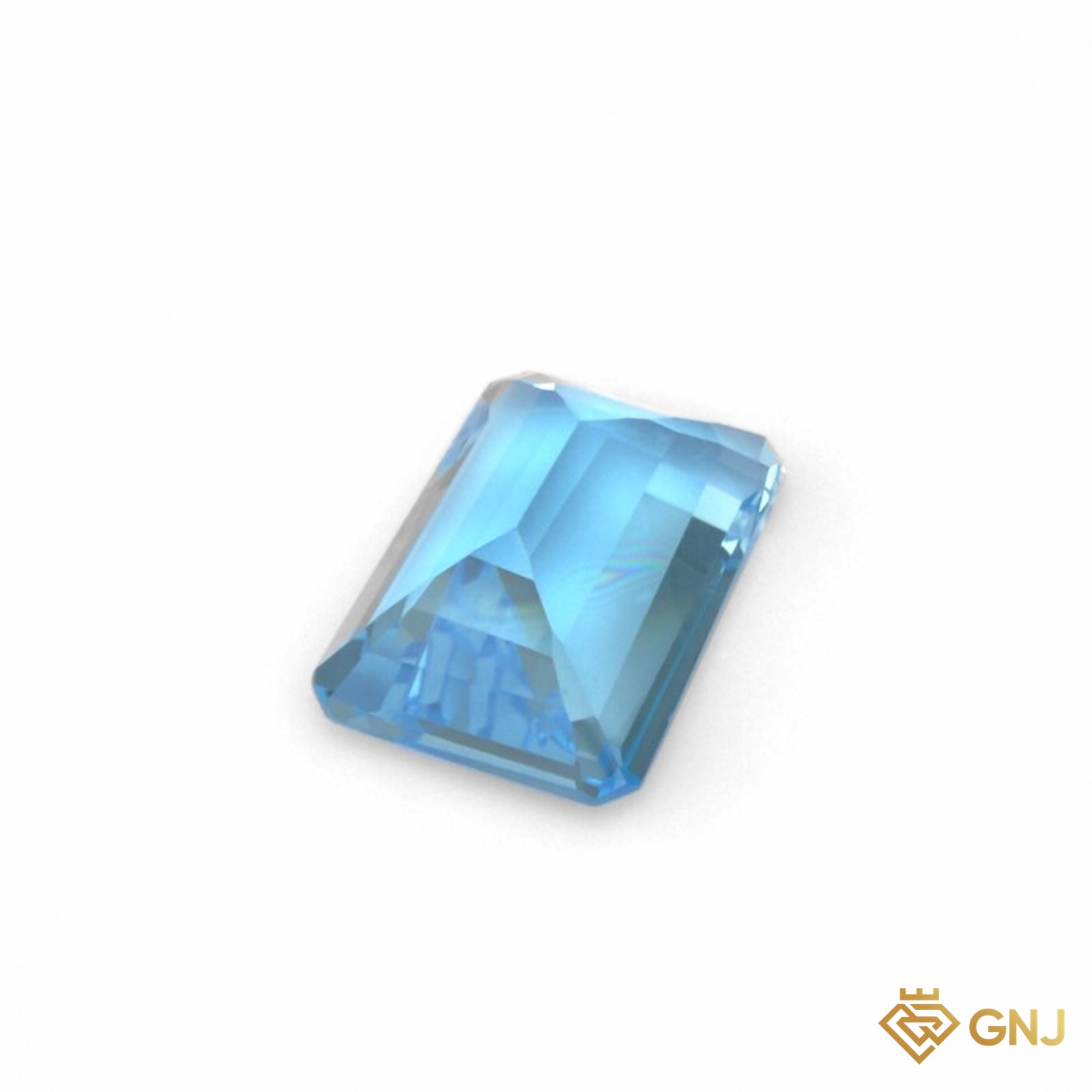 Đá Topaz xanh tự nhiên 26,15ct — góc nghiêng mặt sau