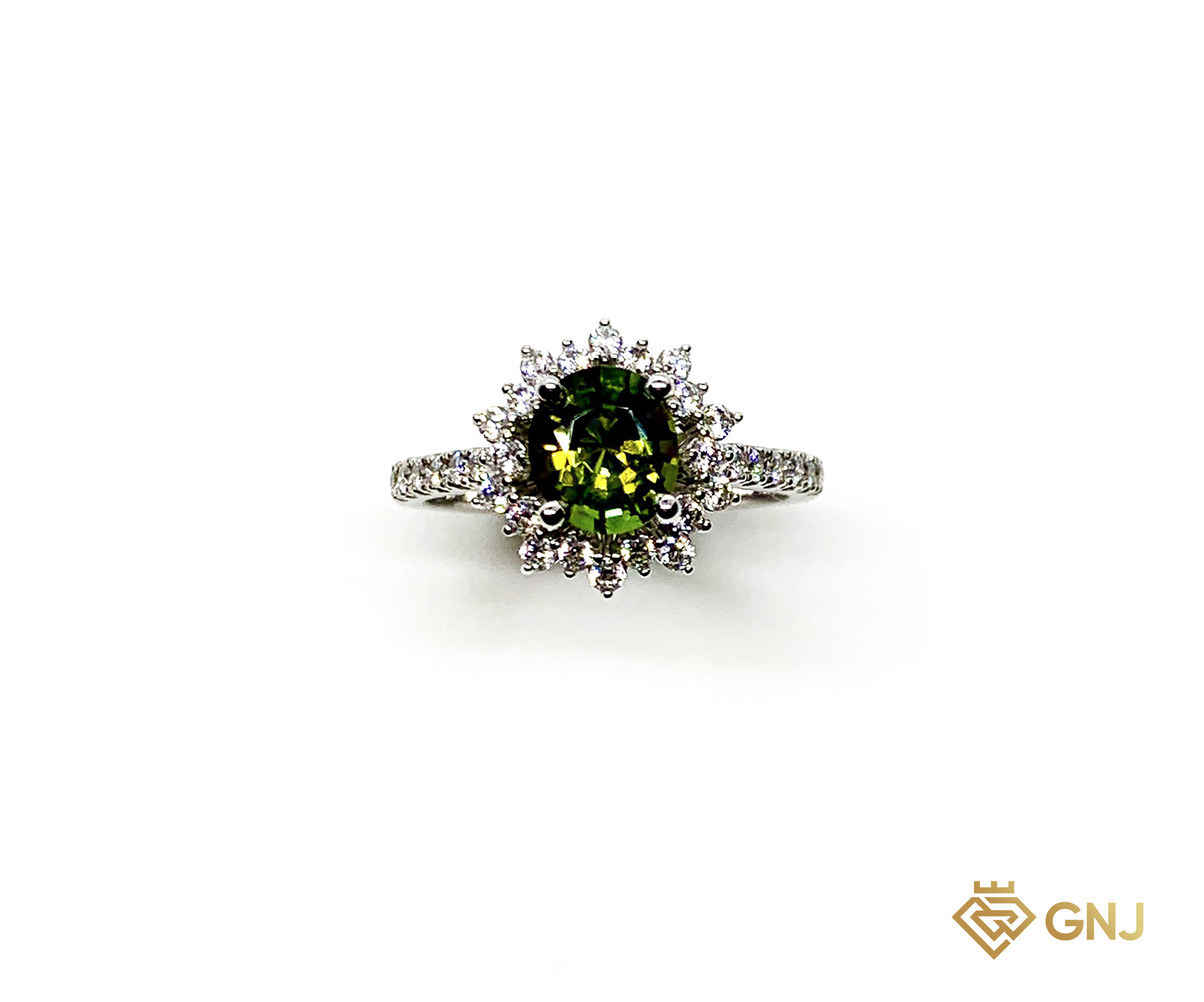 Nhẫn Nữ Vàng 10K Tourmaline Xanh Thiên Nhiên — chi tiết đá