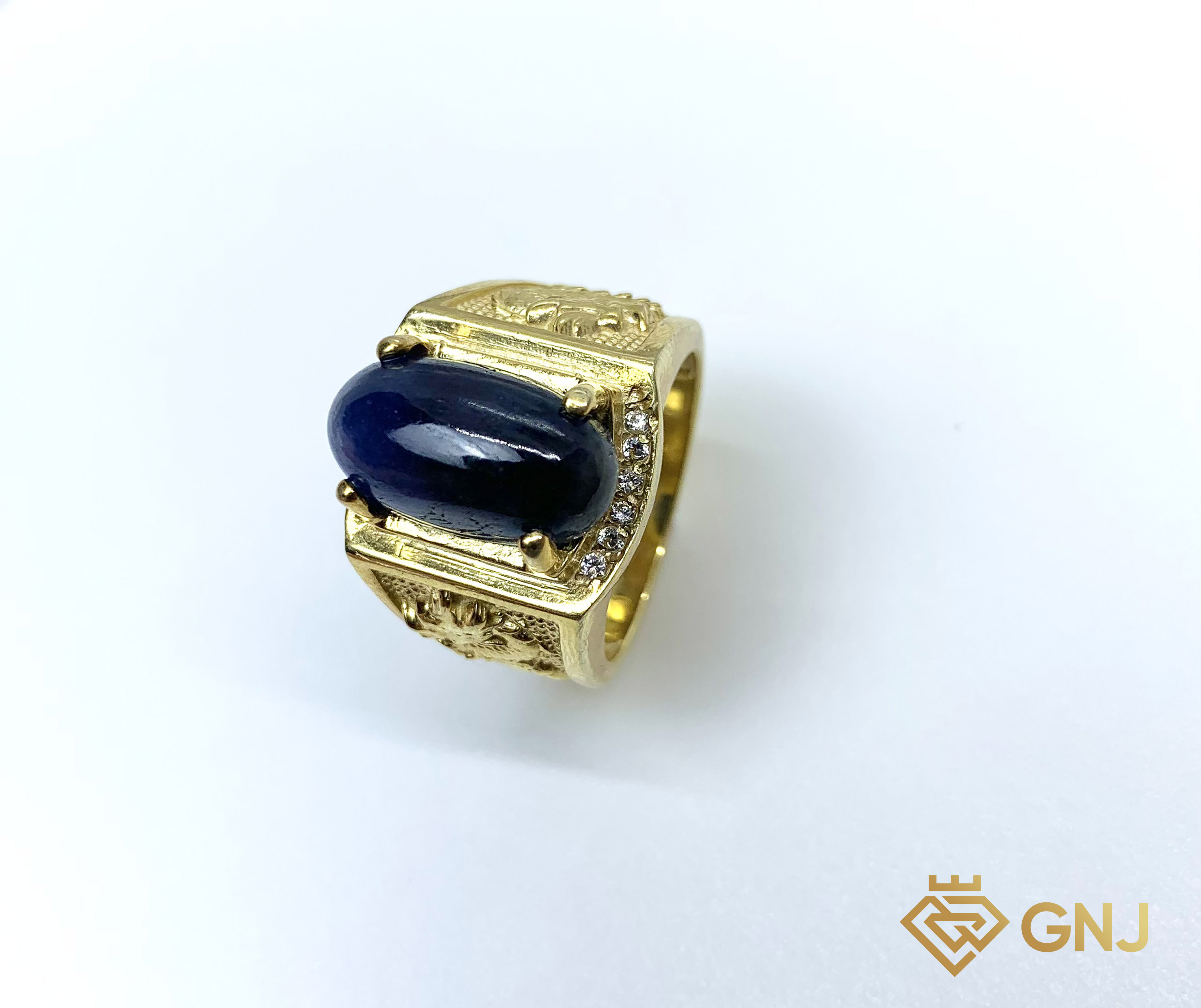 Nhẫn nam đá Saphia xanh tự nhiên
