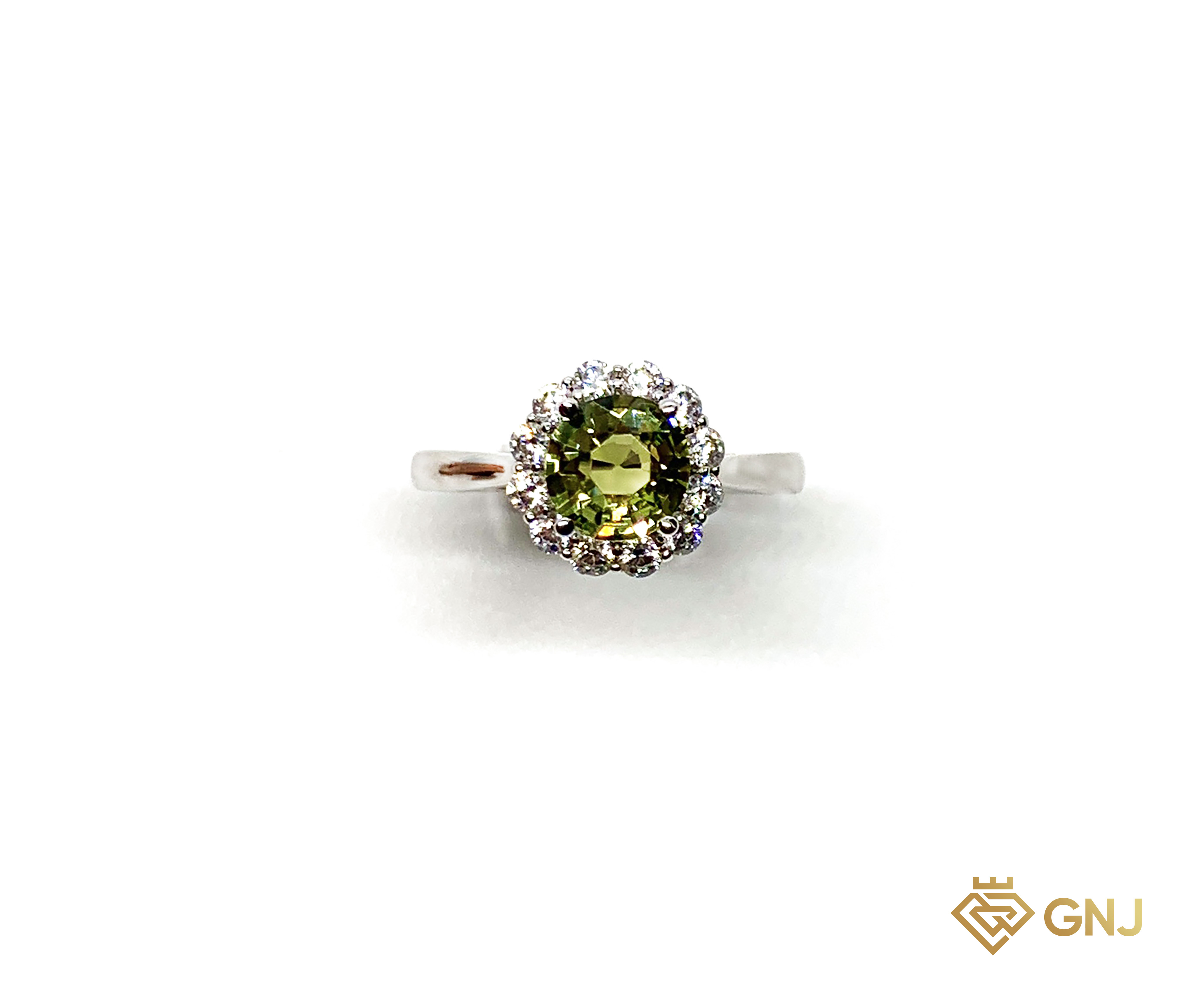 Nhẫn Đá Tourmaline Vàng Trắng 10K Tài Lộc — chi tiết đá