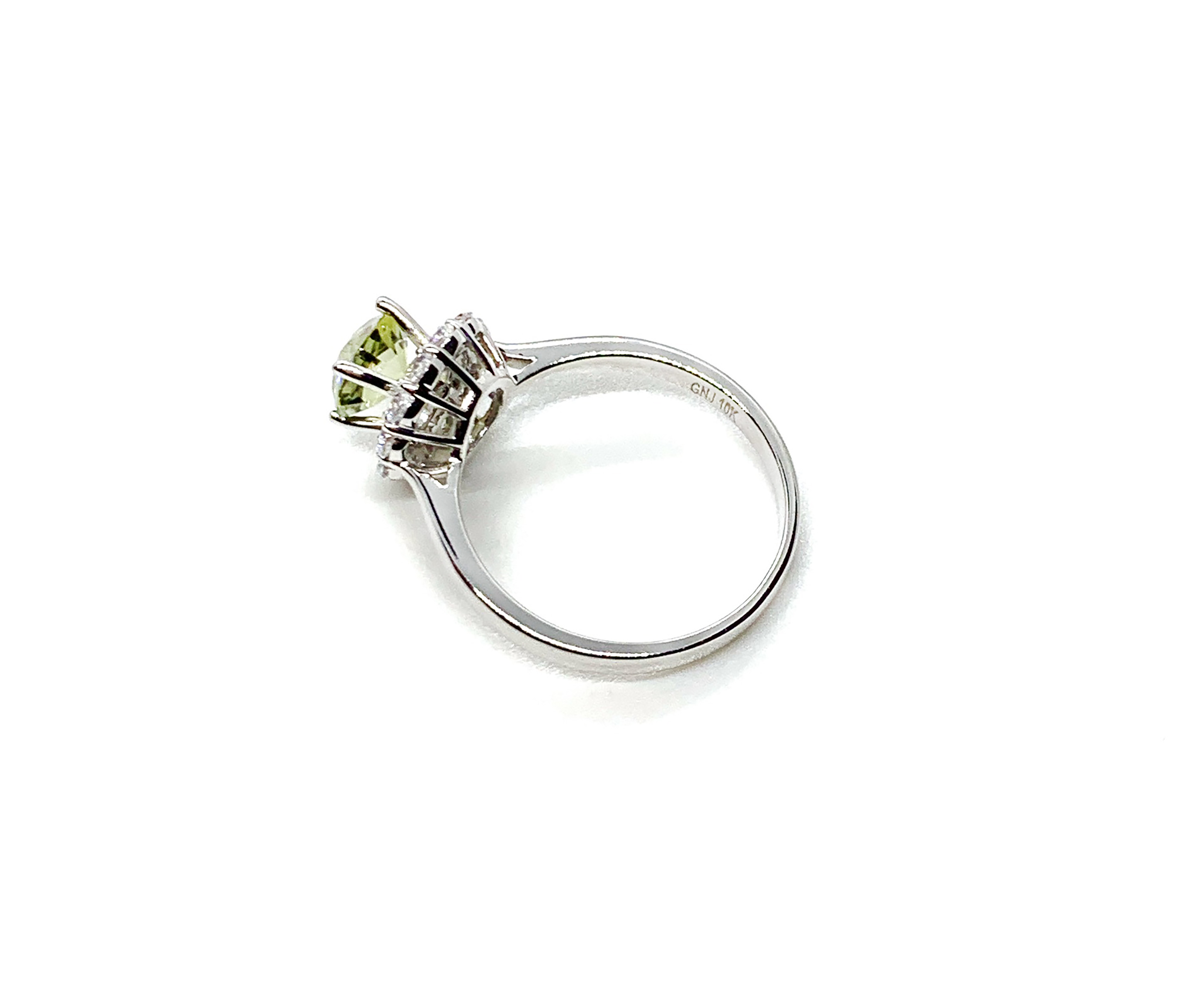Nhẫn Đá Tourmaline Vàng Trắng 10K Tài Lộc — mặt bên