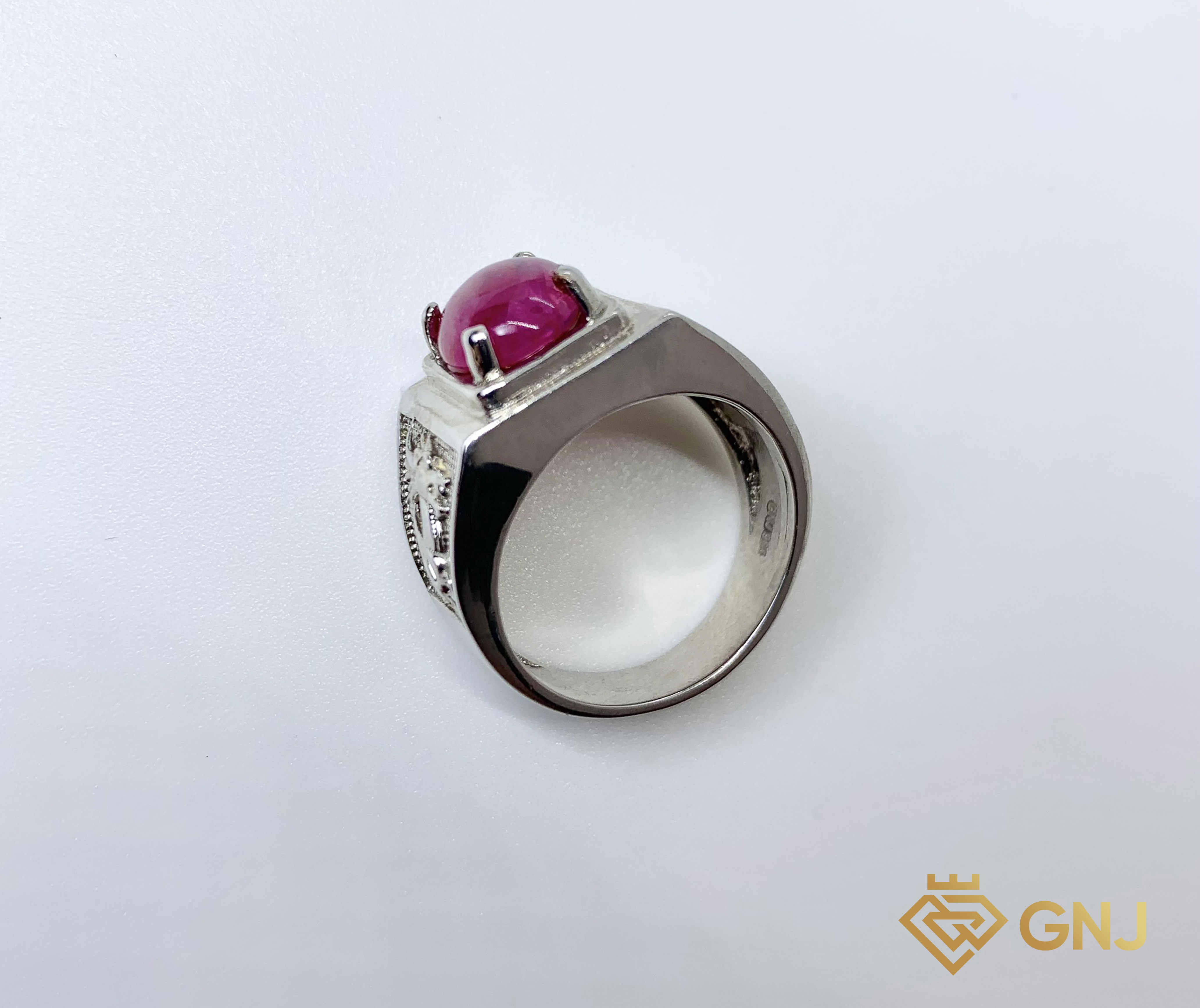Nhẫn bạc đính đá Ruby tự nhiên chất kính trong