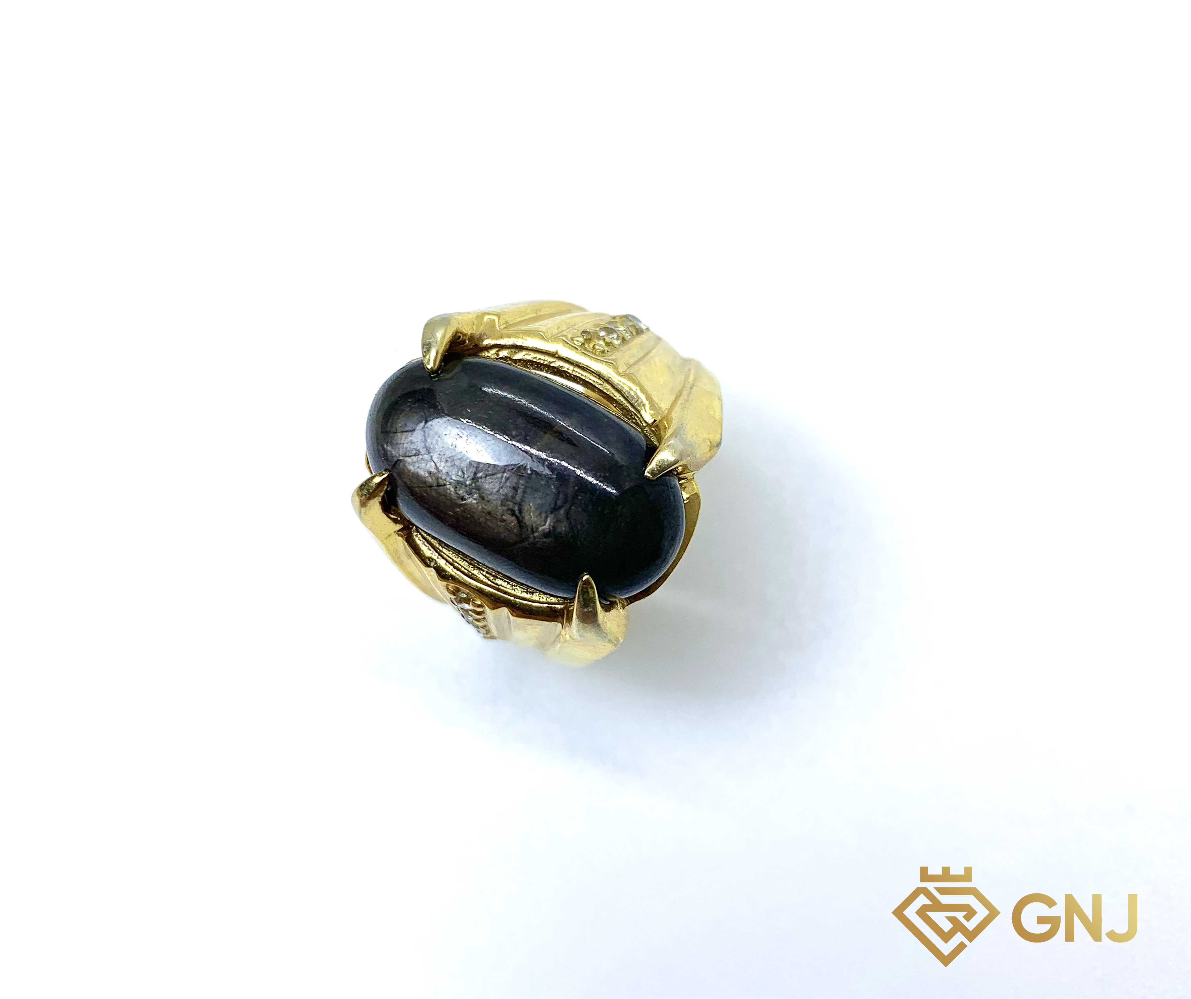 Nhẫn bạc nam đá Sapphia đen sao tự nhiên