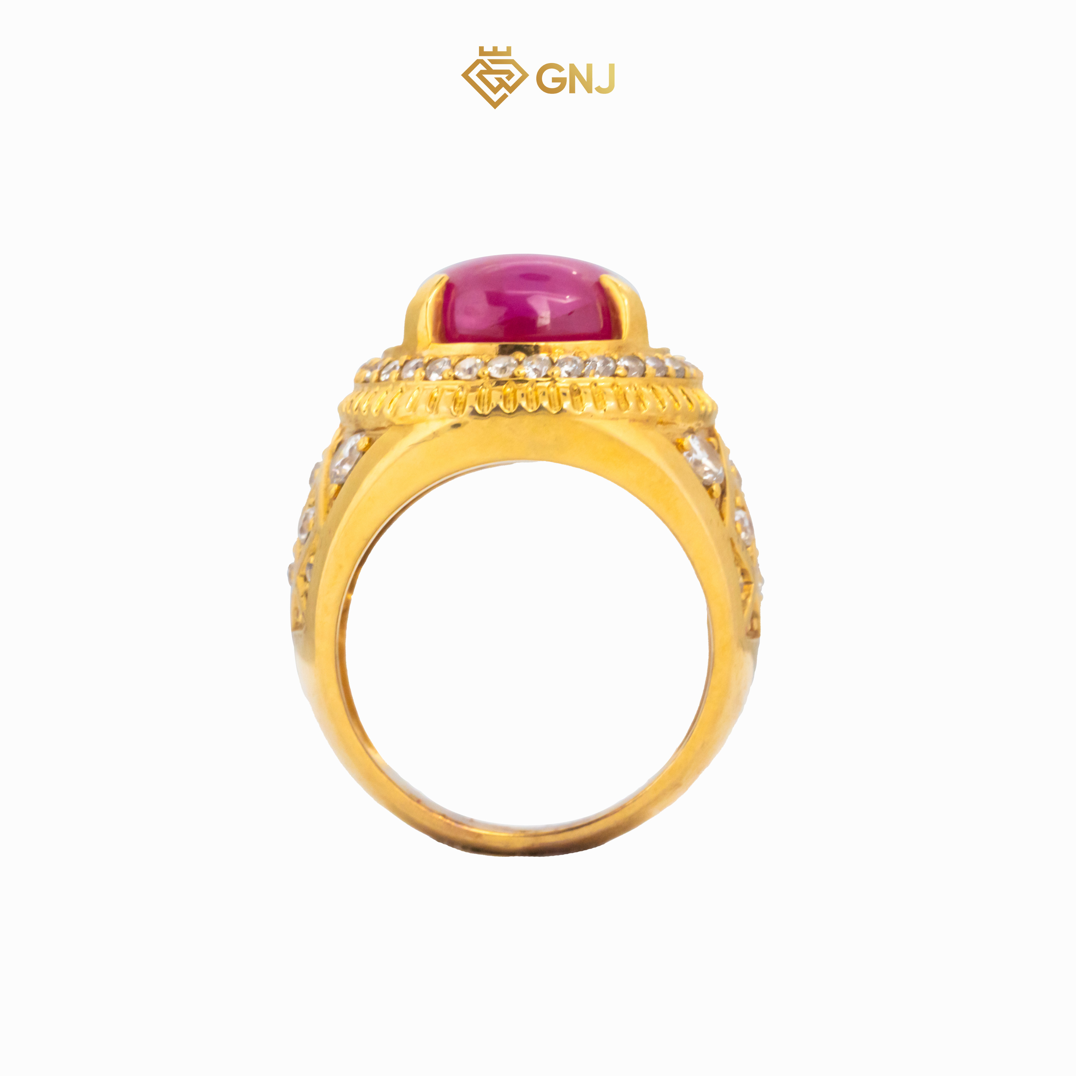 Nhẫn vàng nam đá ruby tài lộc