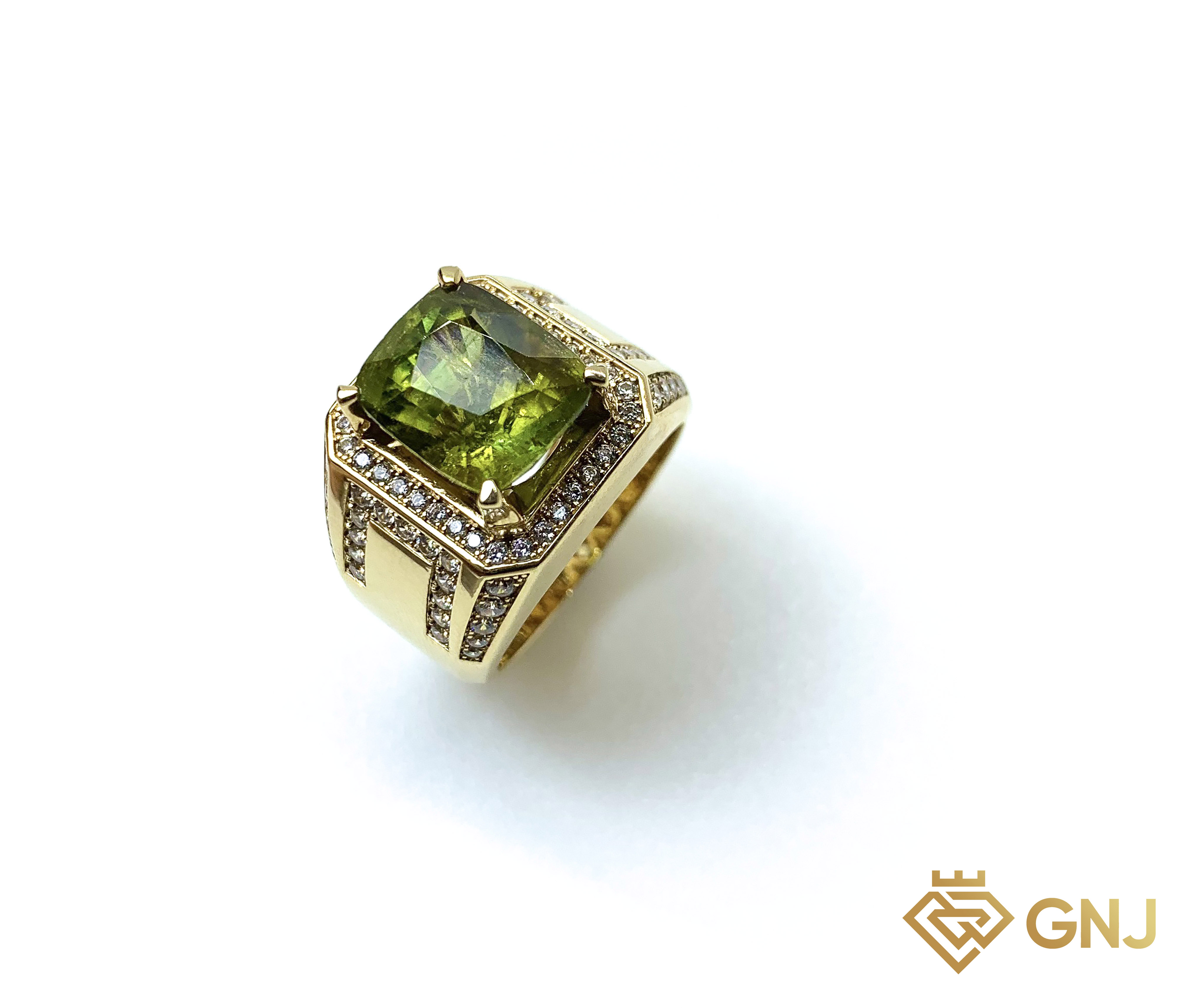 Nhẫn nam đá chủ tourmaline may mắn