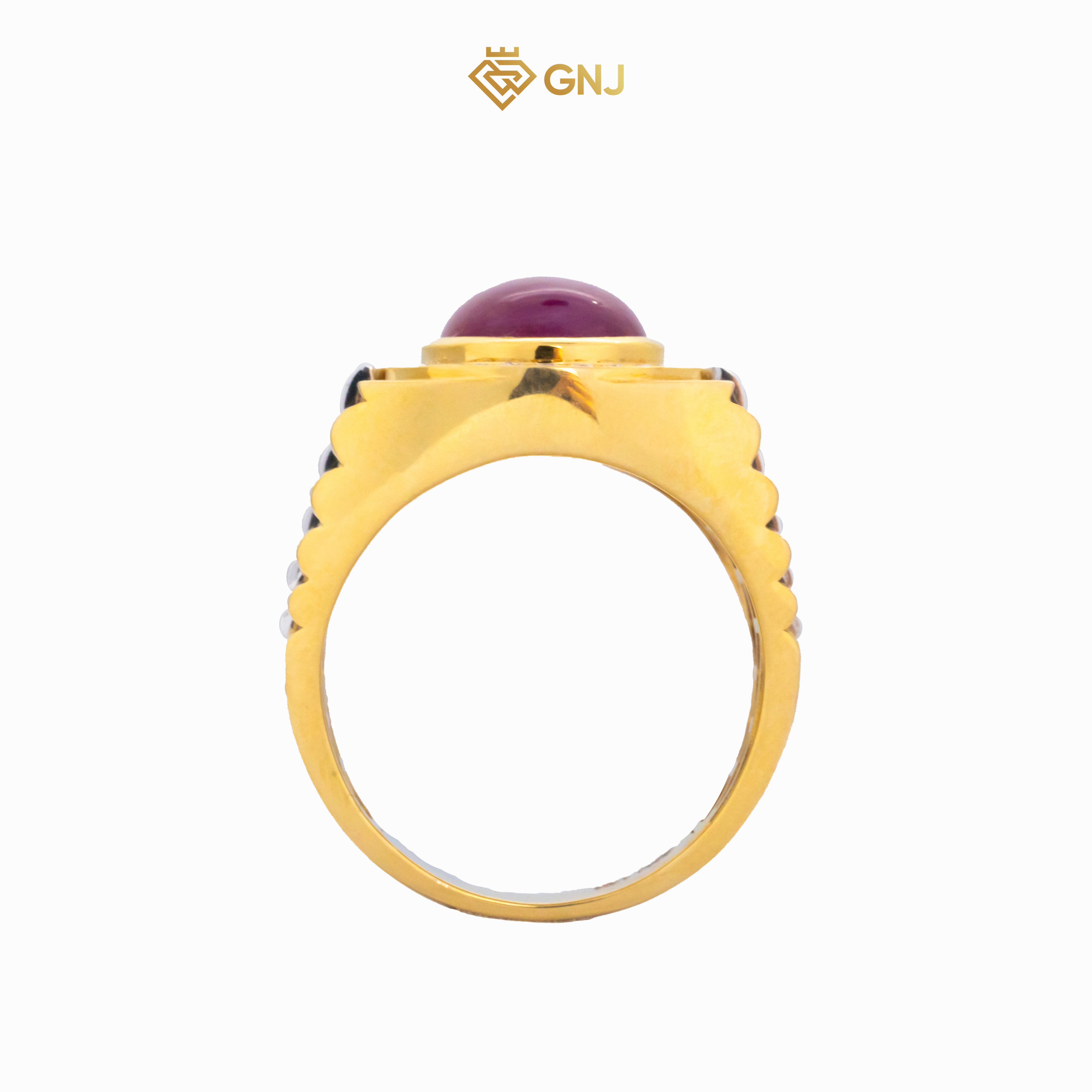Nhẫn vàng nam đá chủ ruby cabochon