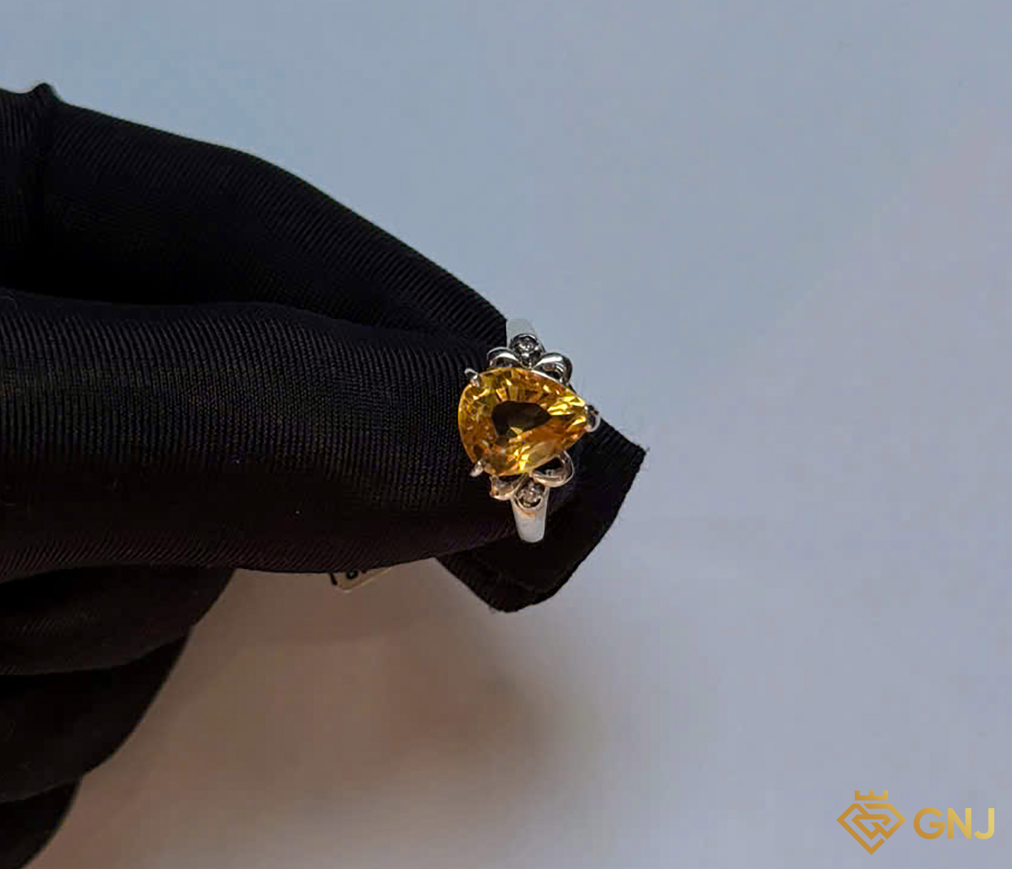 Nhẫn bạc nữ đính đá Citrine tự nhiên