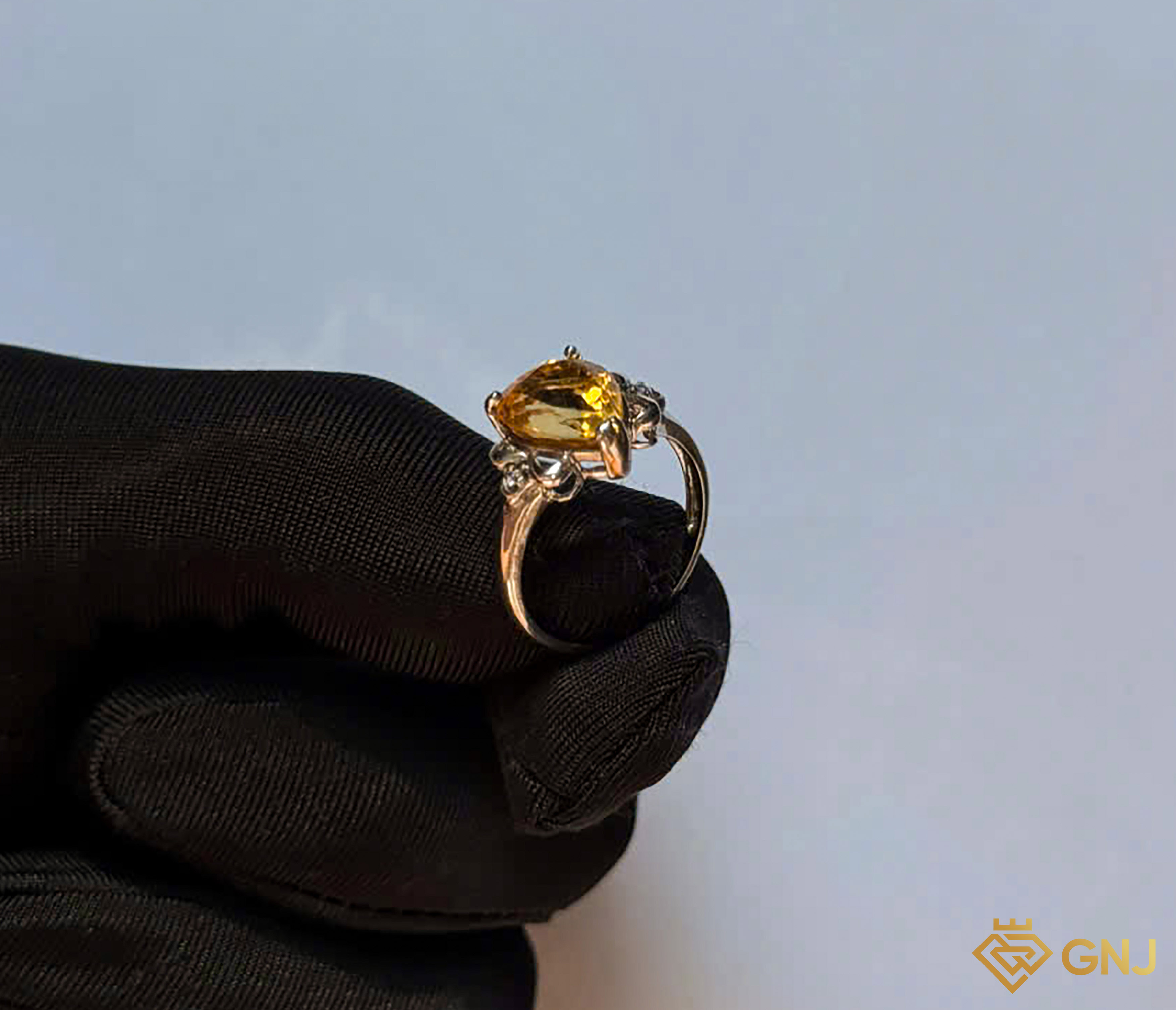 Nhẫn bạc nữ đính đá Citrine tự nhiên