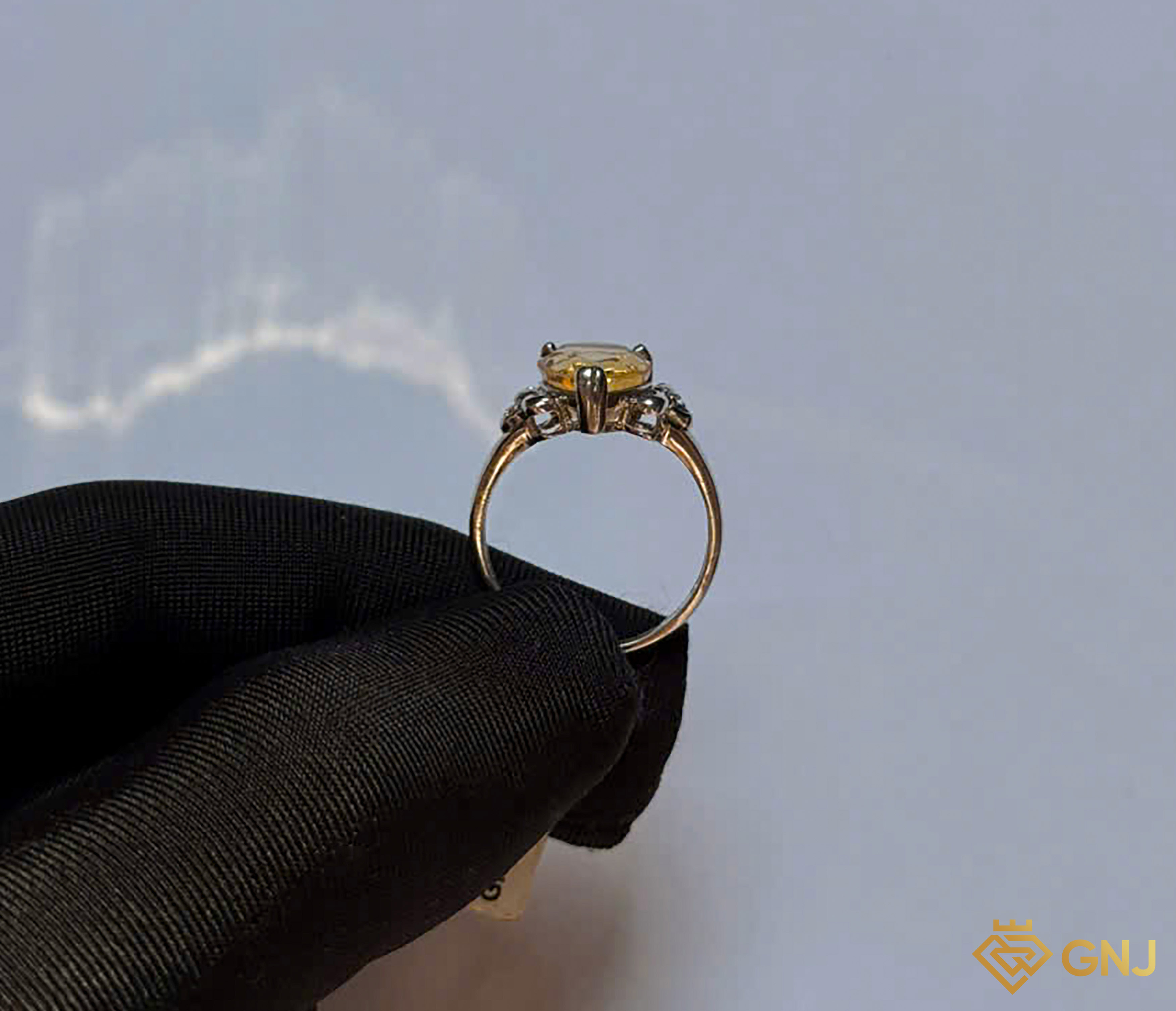 Nhẫn bạc nữ đính đá Citrine tự nhiên