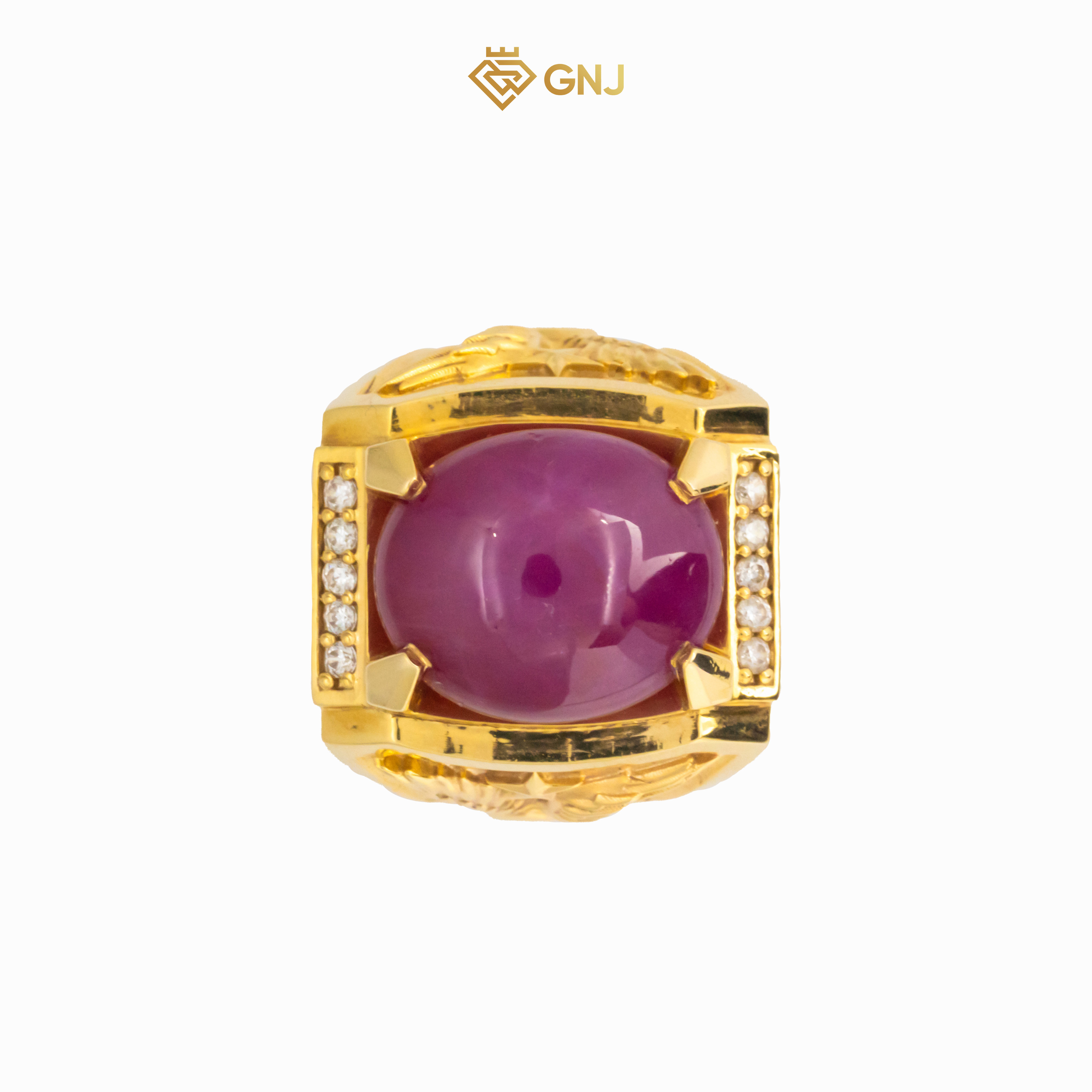 Nhẫn vàng nam đá chủ ruby sao tài lộc