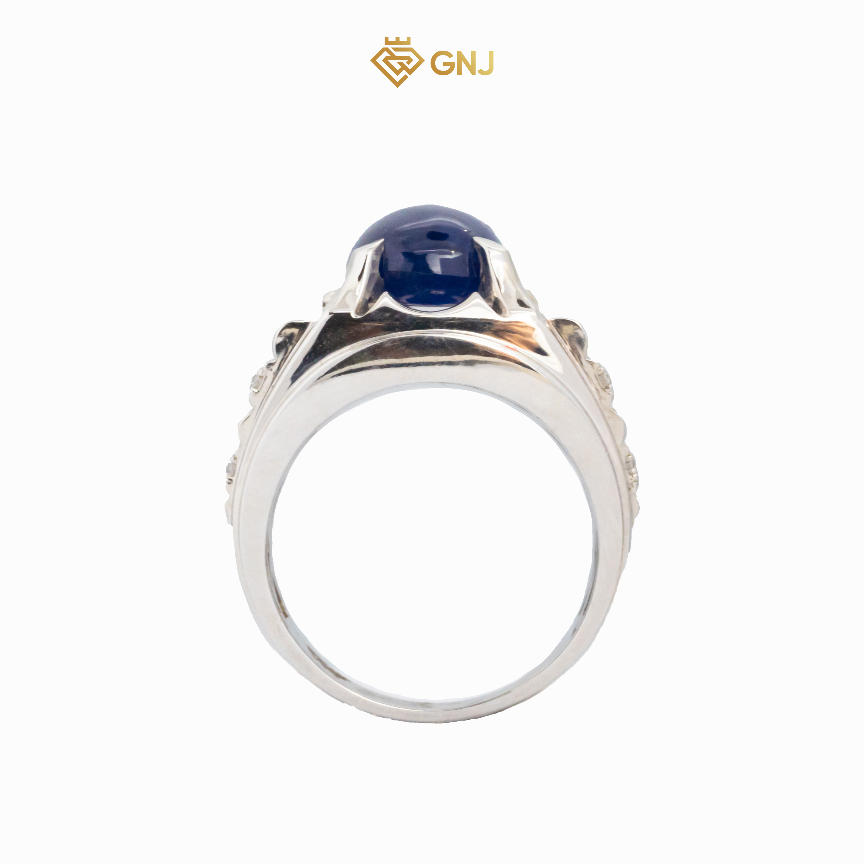 Nhẫn vàng nam đính đá sapphire xanh hero tự nhiên