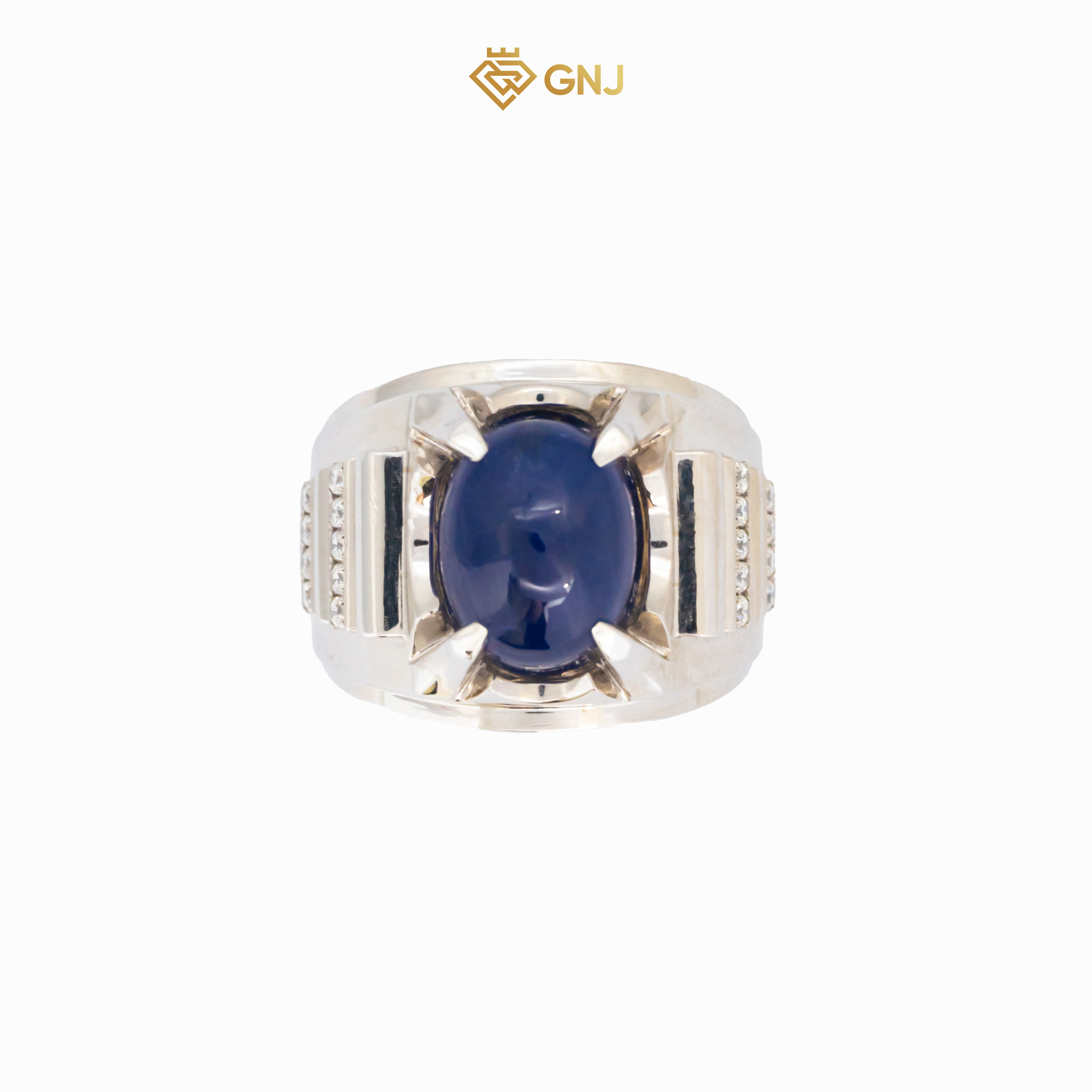 Nhẫn vàng nam đính đá sapphire xanh hero tự nhiên