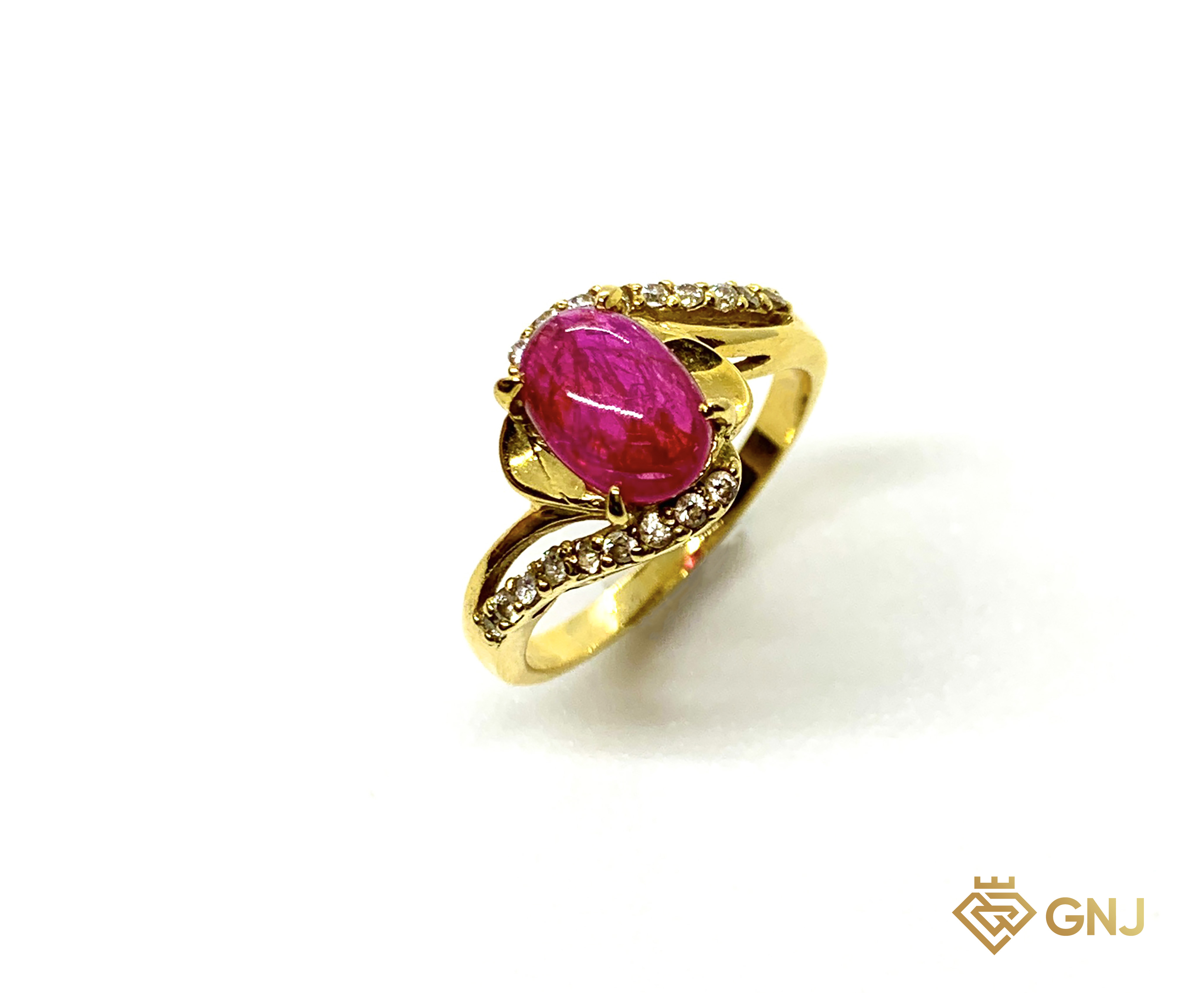 Nhẫn Ruby vàng nữ gắn đá Ruby tự nhiên Lục Yên Yên Bái trên ổ chấu