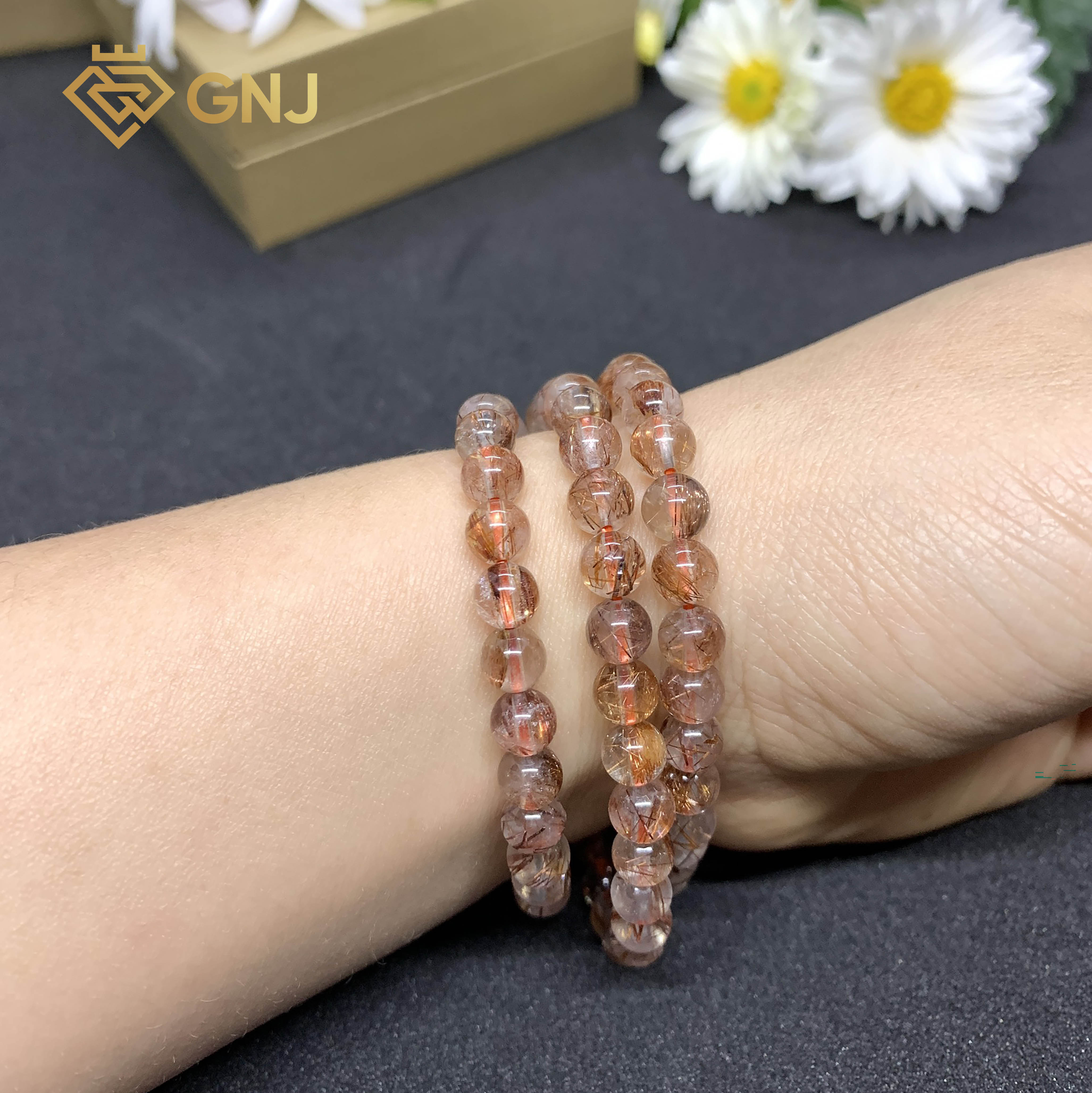 Vòng Tay Thạch Anh Tóc Nâu cuốn 3 vòng