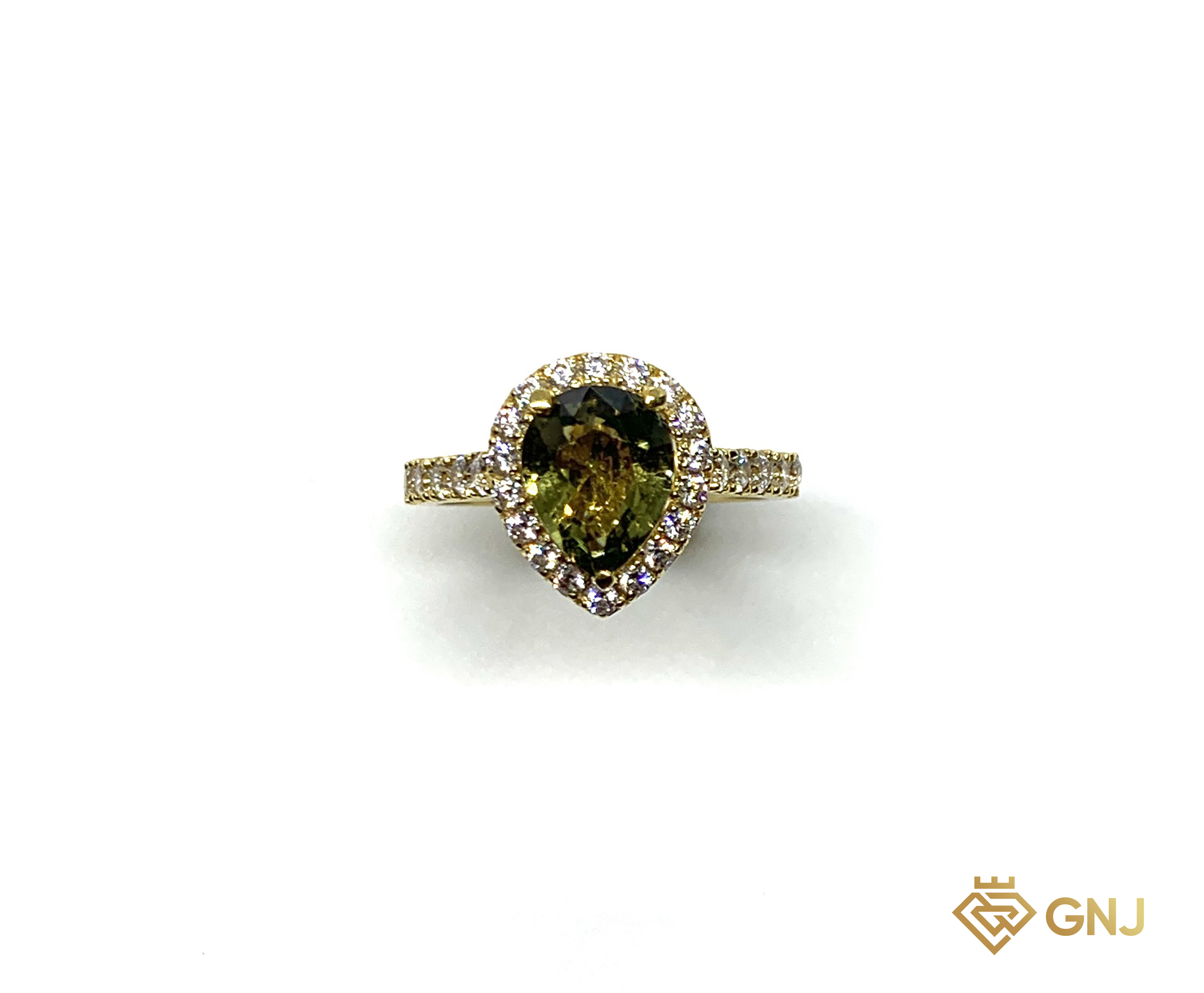 Nhẫn Vàng 10K Đính Đá Chủ Tourmaline Thiên Nhiên — chi tiết đá
