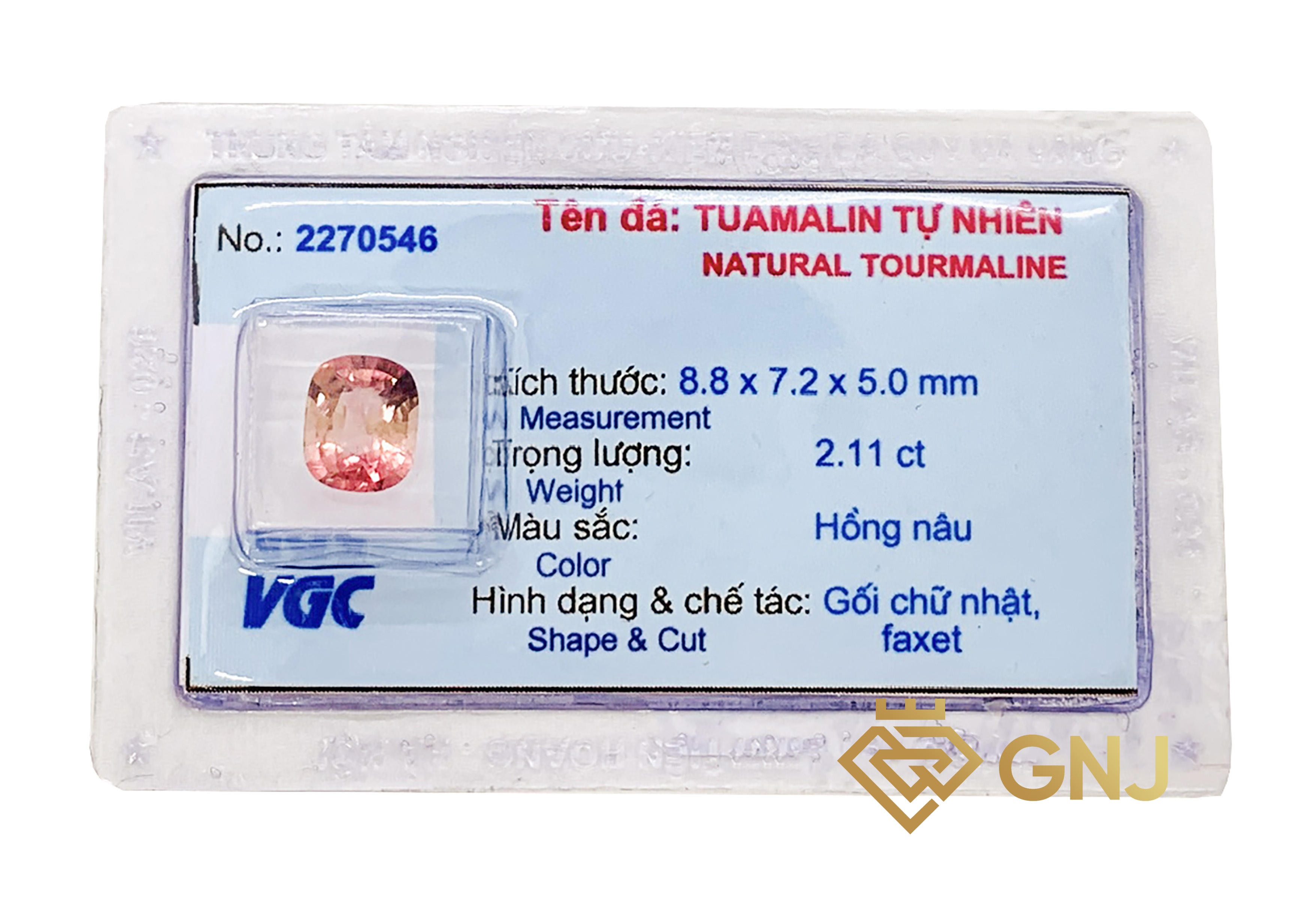 Viên đá Tourmaline Bicolour Pink- Brown
