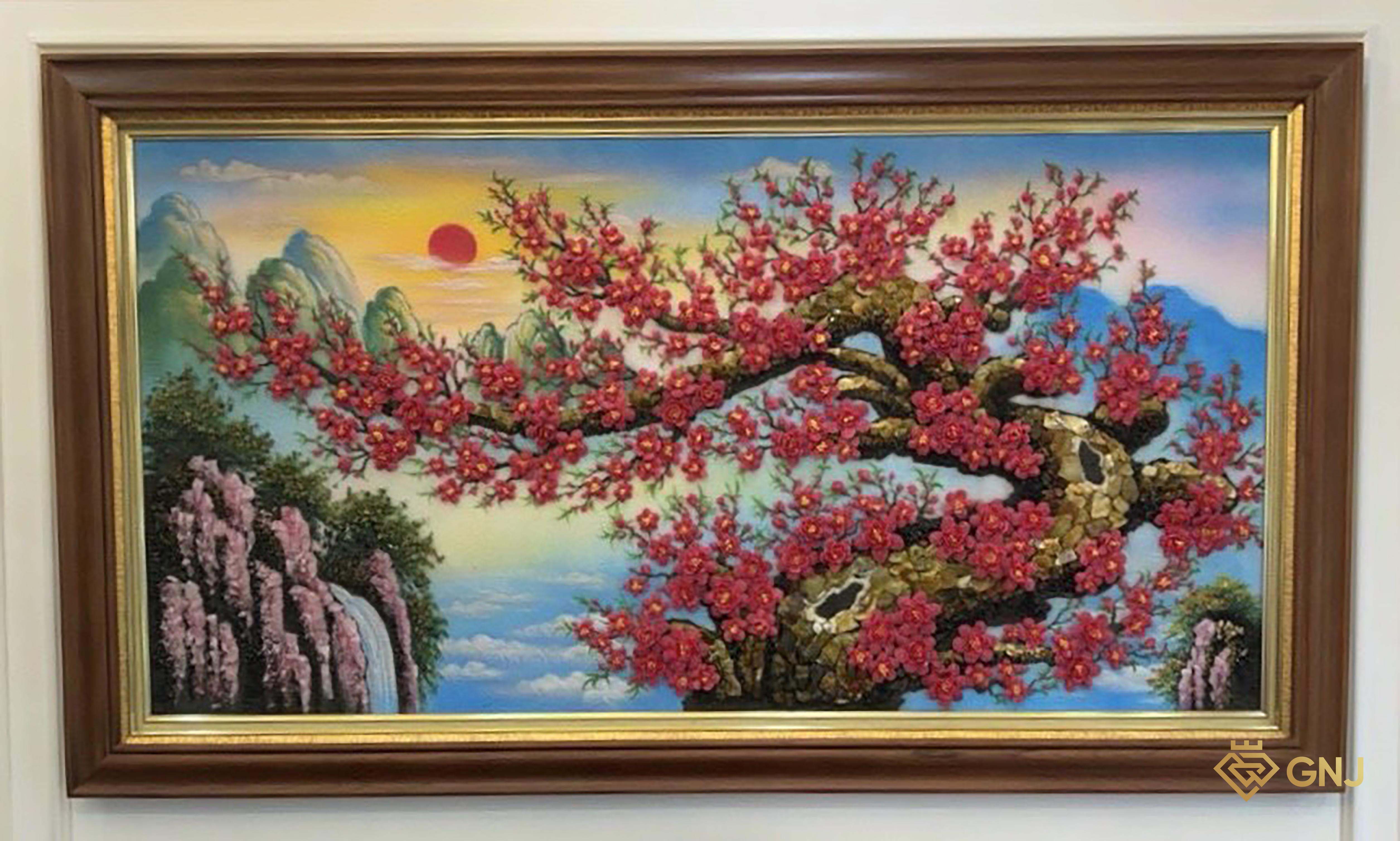 Tranh đá quý đào đỏ